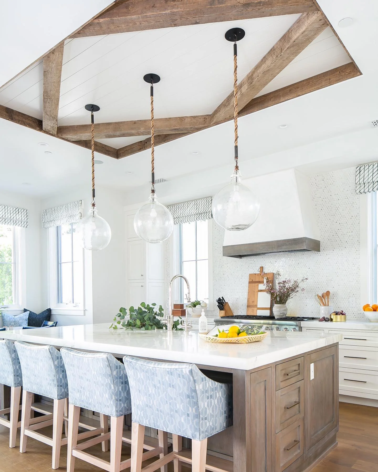 11. Coastal Farmhouse Kitchen in White and Natural Wood (Beachy Kitchen Ideas)