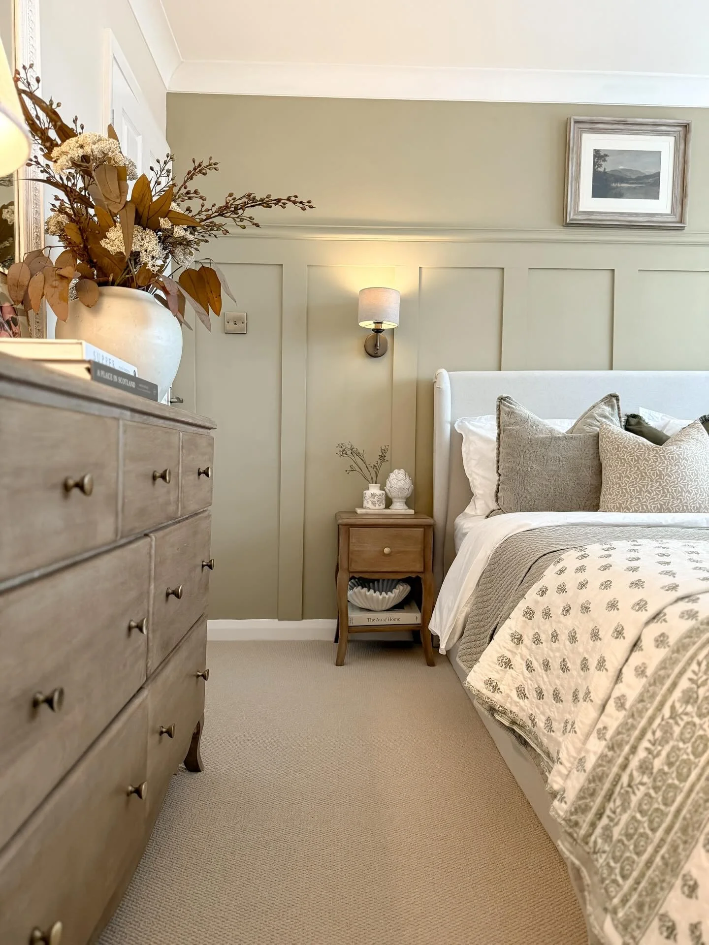 8. Neutral Panel Accent with Soft Lighting Detail (Accent Wall in Bedroom Ideas)