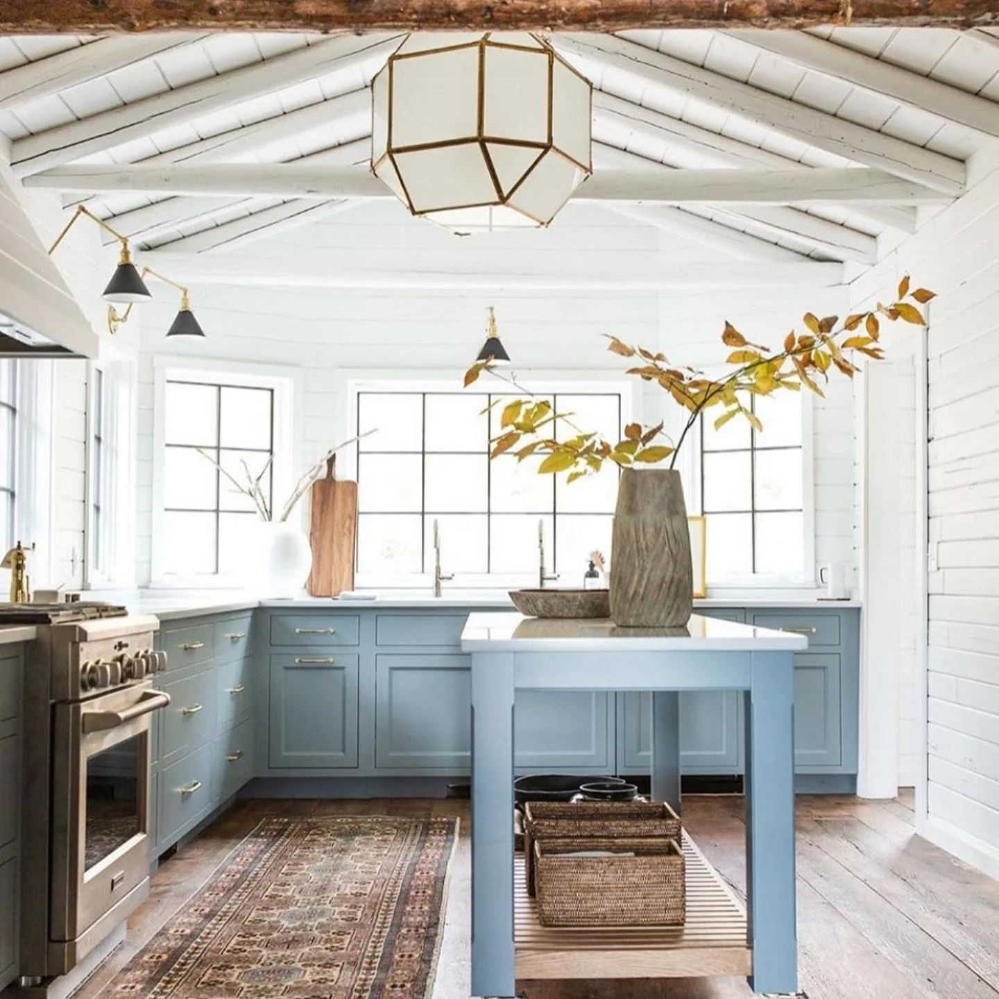 5. Light Blue Cabin Kitchen with Classic Farm Details (Cabin Kitchen Ideas)