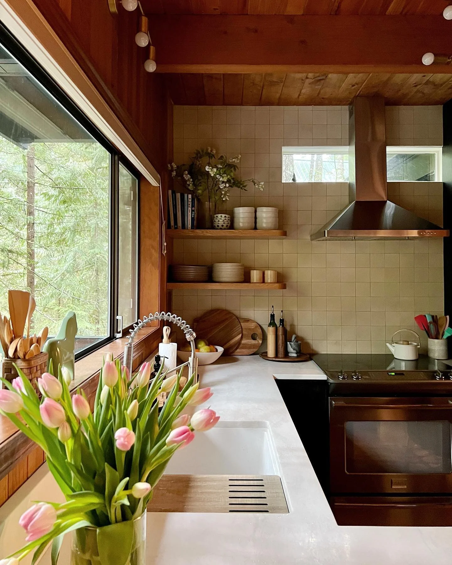 4. Forest-Inspired Kitchen with Natural Wood and Soft Neutrals (Cabin Kitchen Ideas)