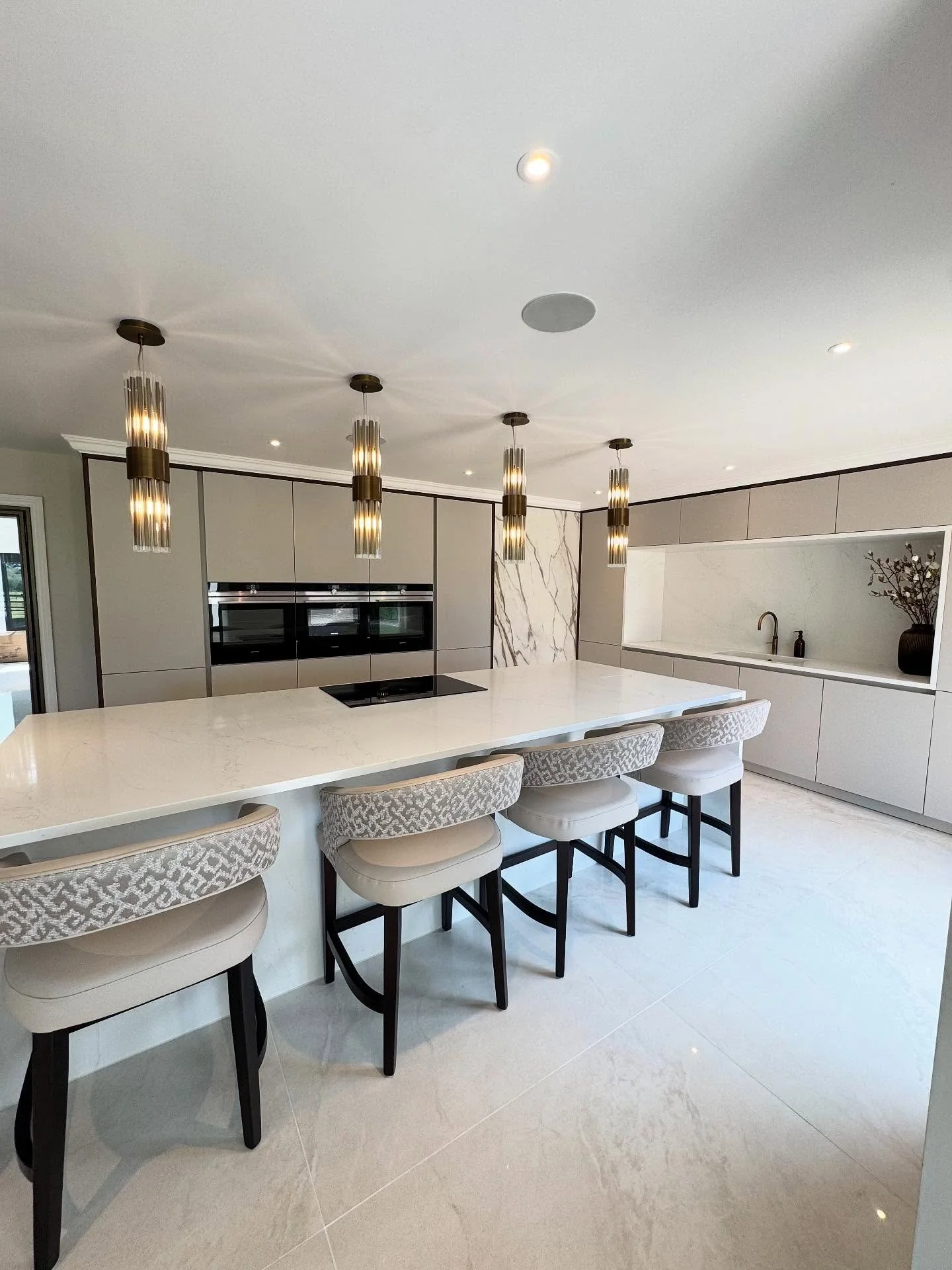 4. Polished Grey Tiles in a Contemporary Neutral Kitchen (Grey Floor Kitchen Ideas)