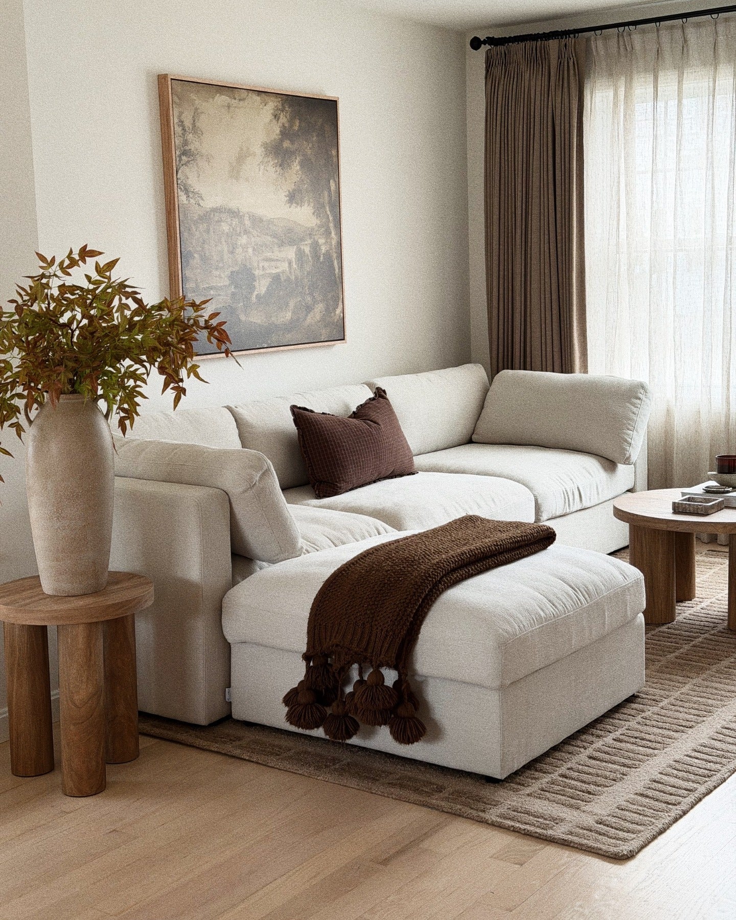 4. Cozy Contemporary Living Room in Ivory and Warm Brown (Living Room Design Ideas)