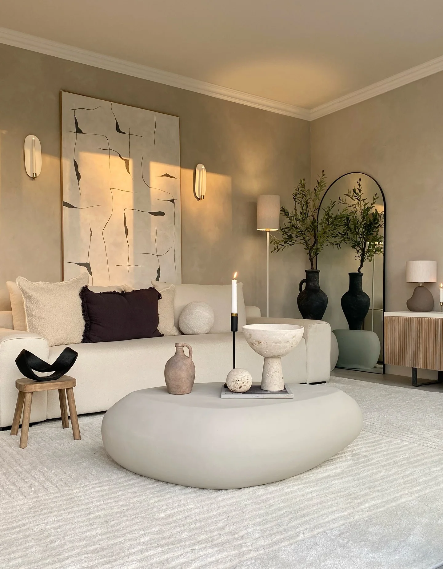 12. Sculptural Neutral Living Room in Cream and Taupe (Living Room Design Ideas)