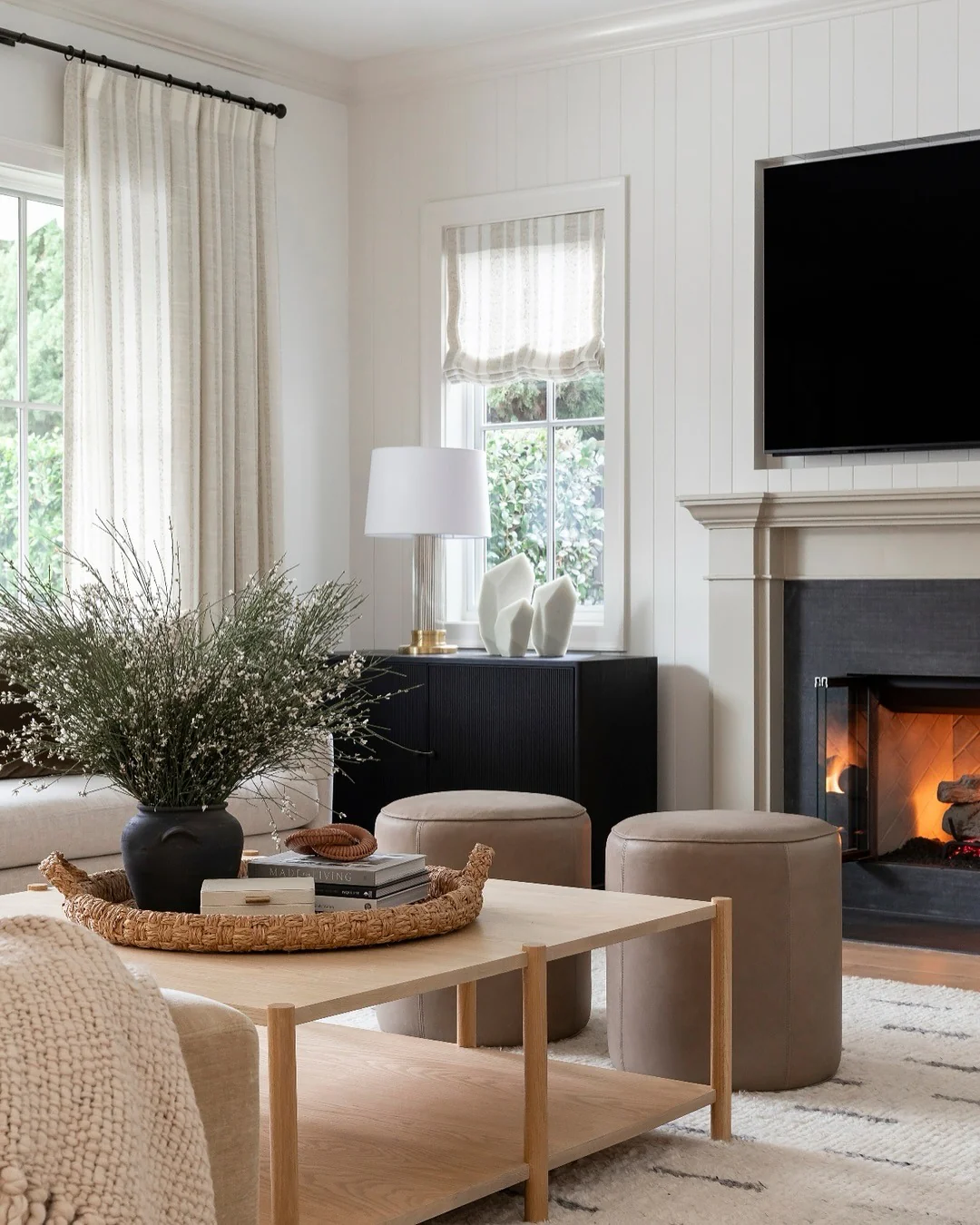 14. Refined Transitional Living Room in White and Warm Beige (Living Room Design Ideas)