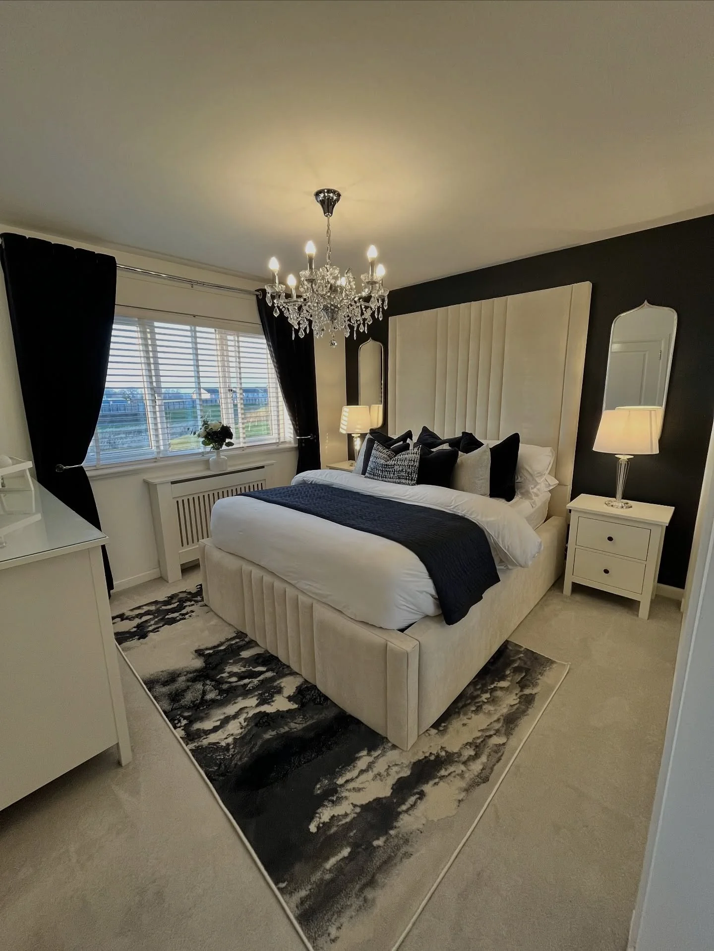 9. Elegant Black and White Bedroom with Classic Details (Adult Bedroom Ideas)