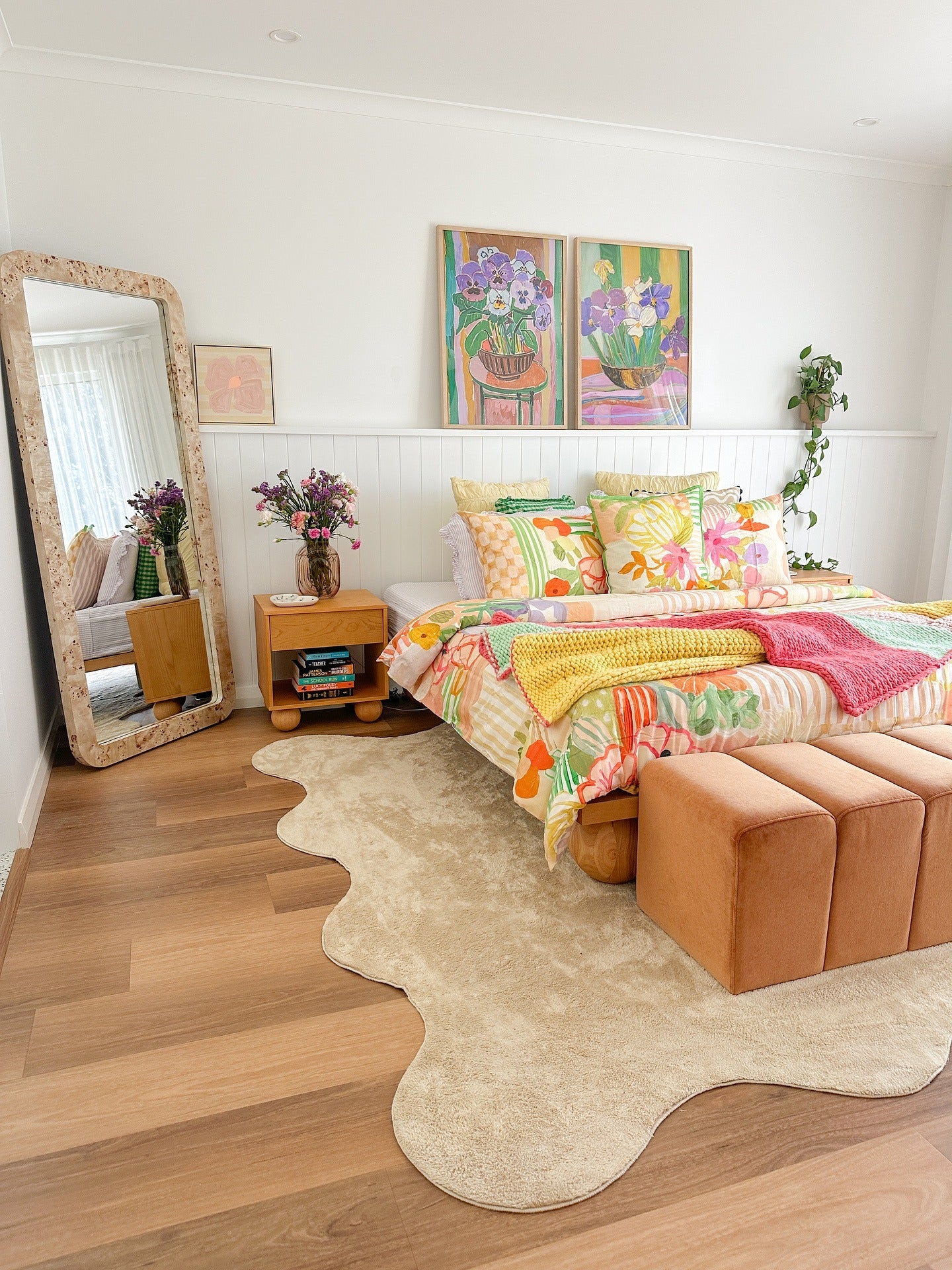 18. Colorful Eclectic Bedroom with Playful Pattern (Adult Bedroom Ideas)