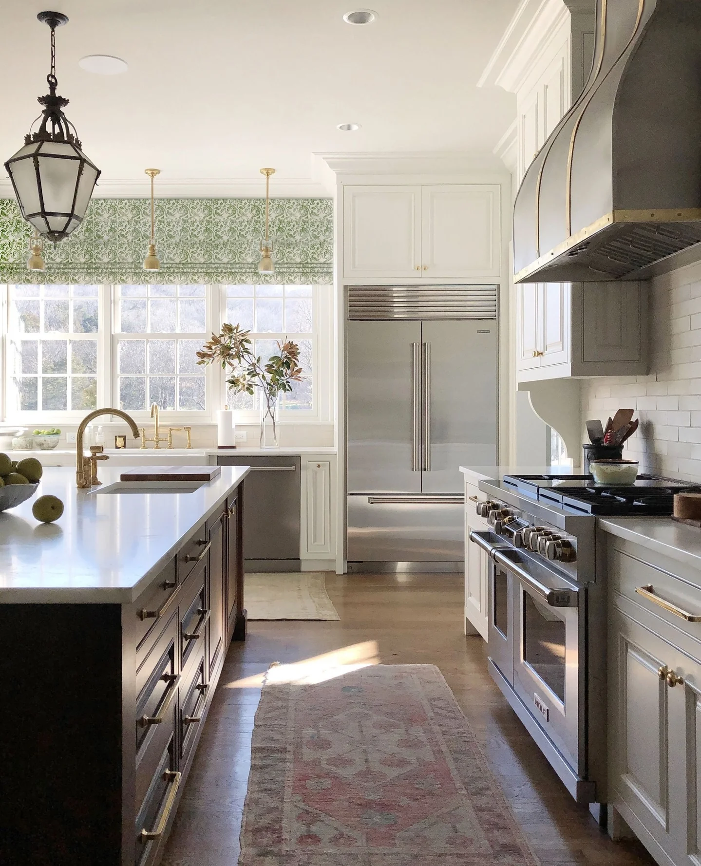 9. Timeless Kitchen with Lantern Pendants and Classic Layout (High Ceiling Kitchen Ideas)