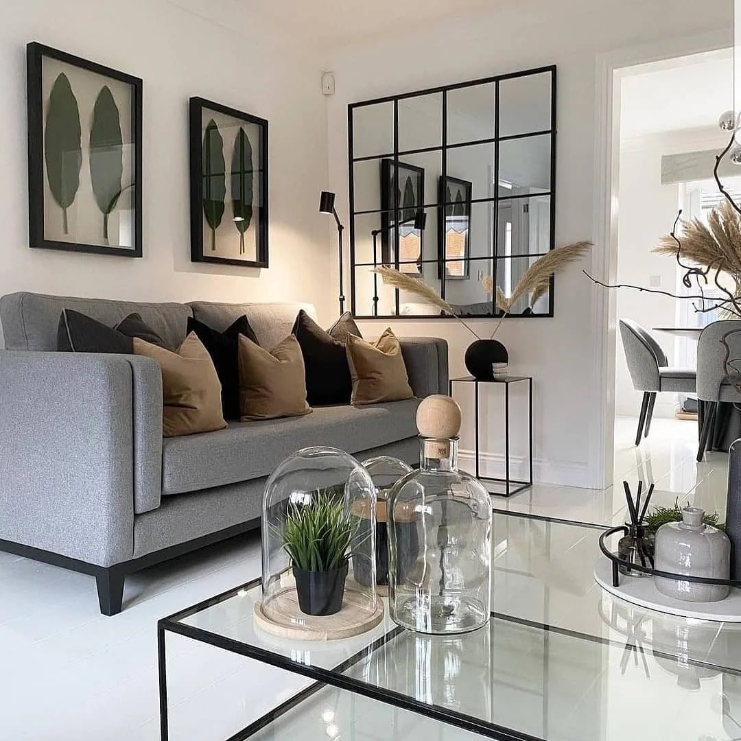 7. Minimal Grey with Black and Natural Accents (Grey Sofa Living Room Ideas)
