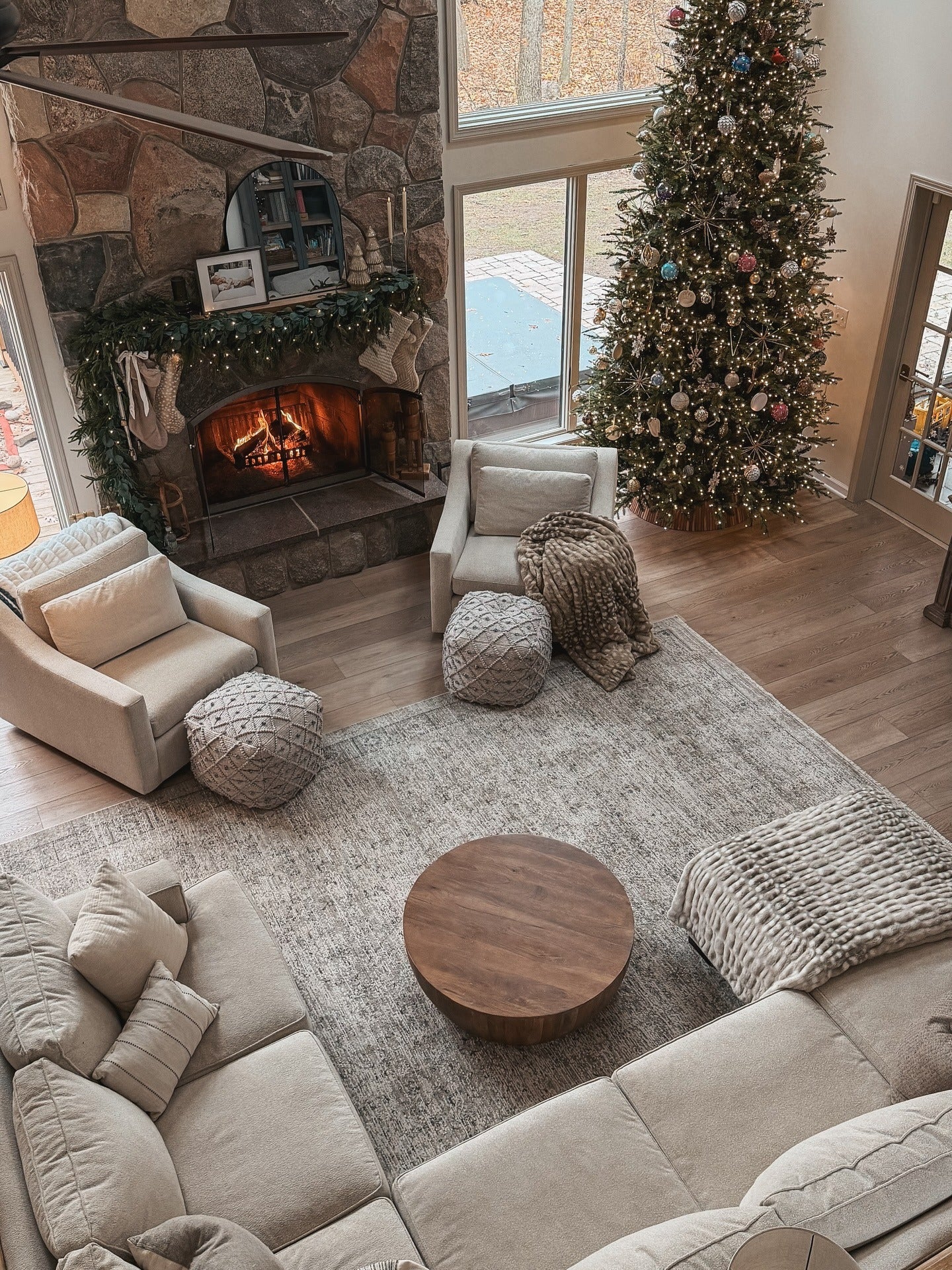 10. Warm Grey Seating for a Cozy Gathering Space (Grey Sofa Living Room Ideas)