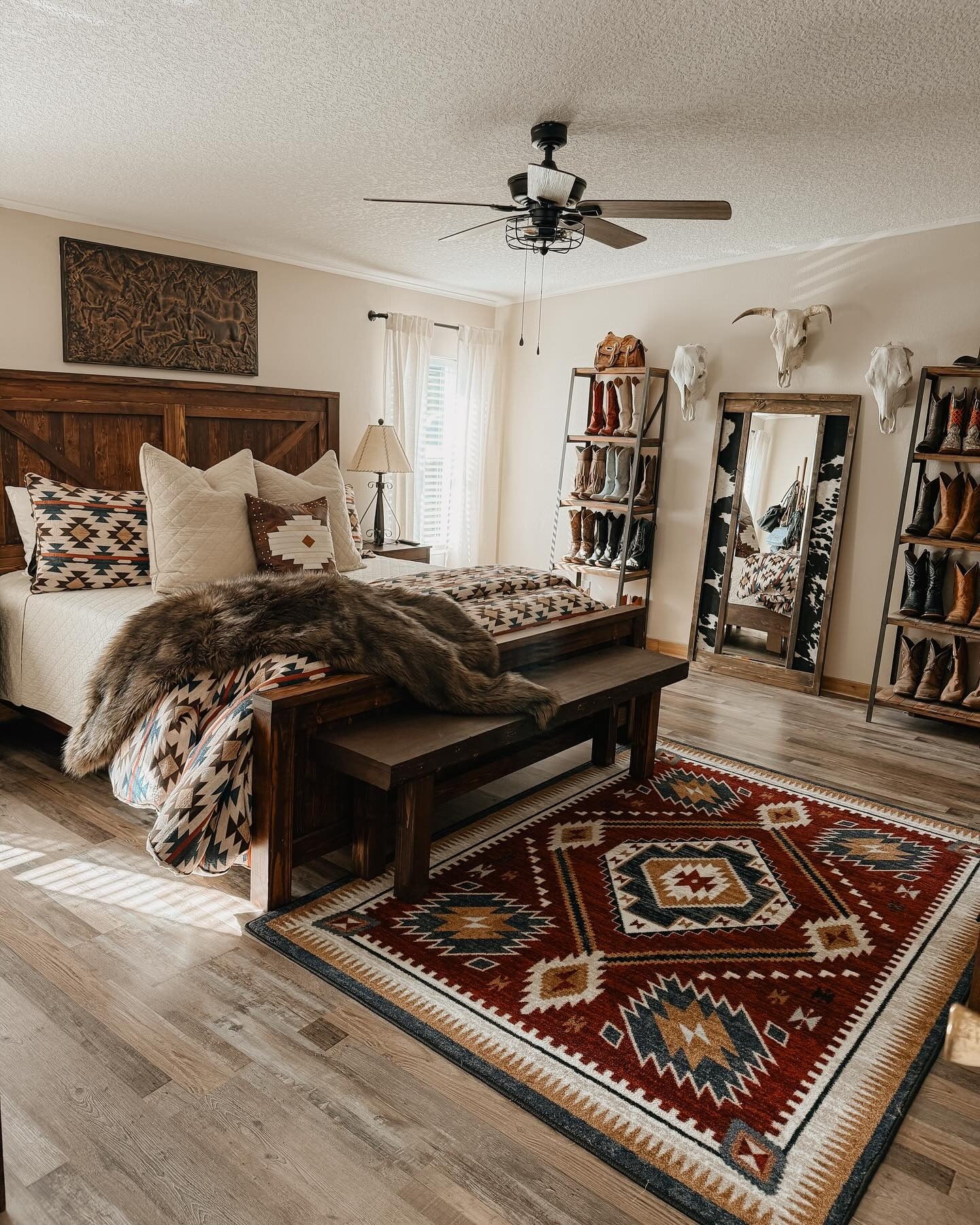 9. Ranch-Inspired Cowgirl Bedroom in Saddle Brown and Ivory (Cowgirl Bedroom Ideas)