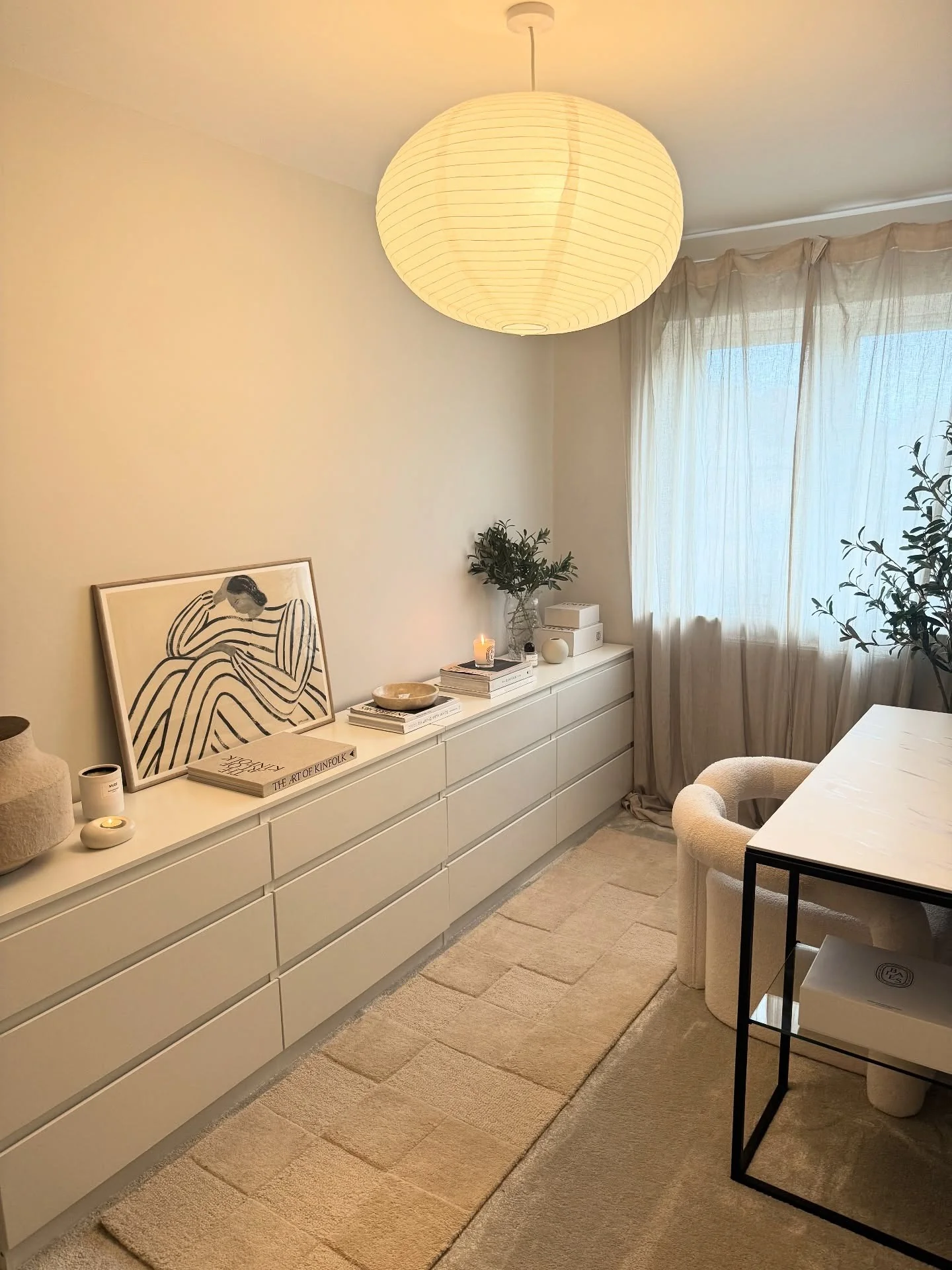 10. Calm Contemporary Office in Cream, Linen & Soft Black (Home Office Decor Ideas)