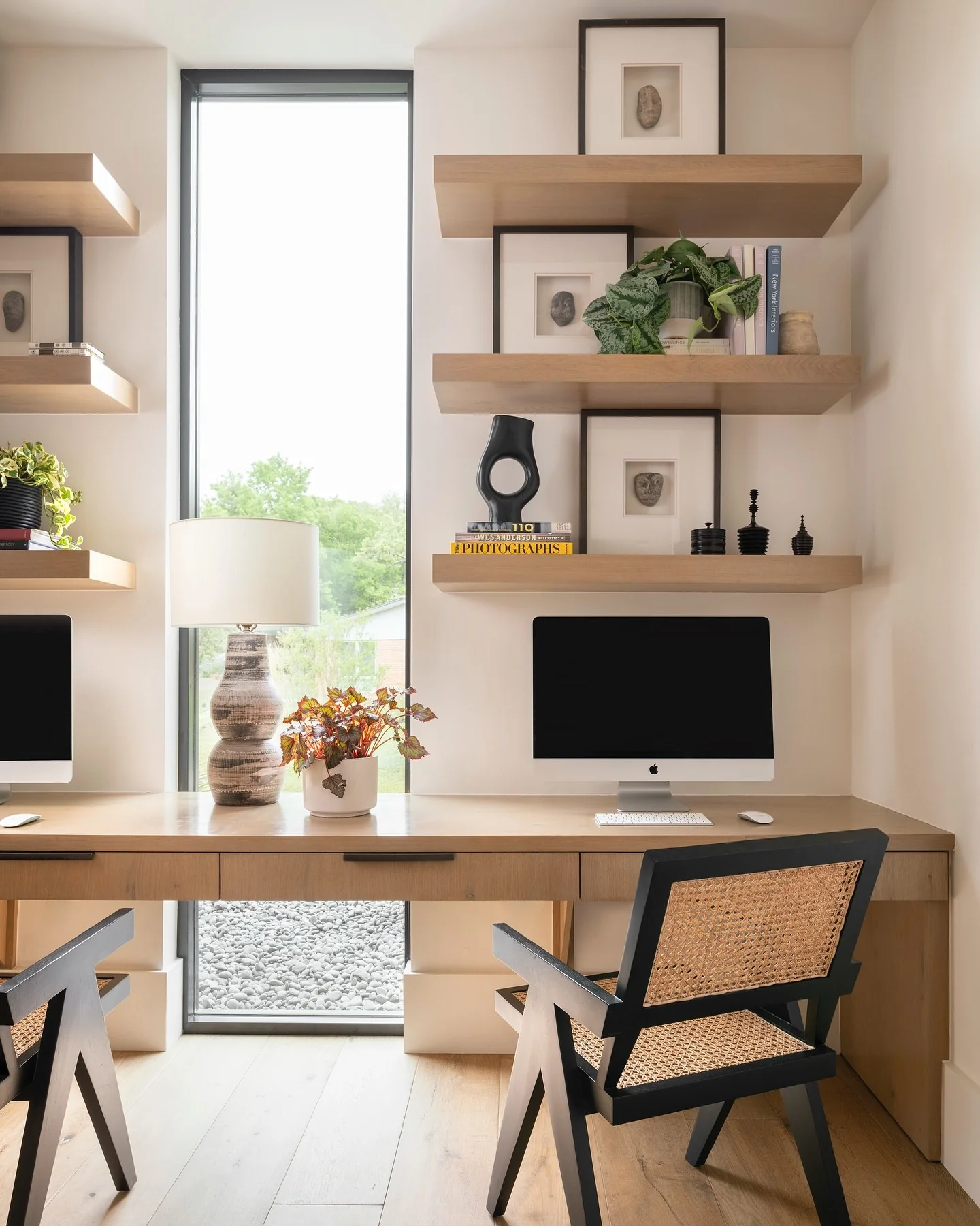15. Contemporary Shared Workspace in Natural Wood & Soft Black (Home Office Decor Ideas)