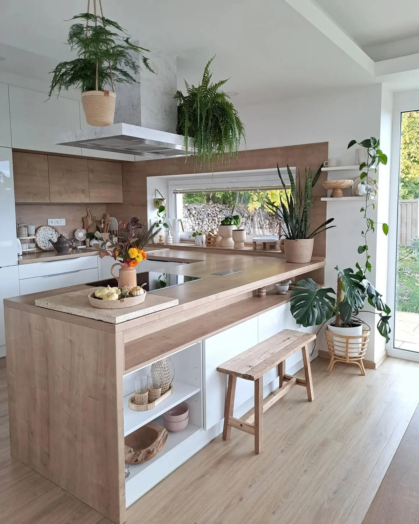3. Nature-Inspired Bohemian Kitchen with Organic Wood (Bohemian Kitchen Ideas)