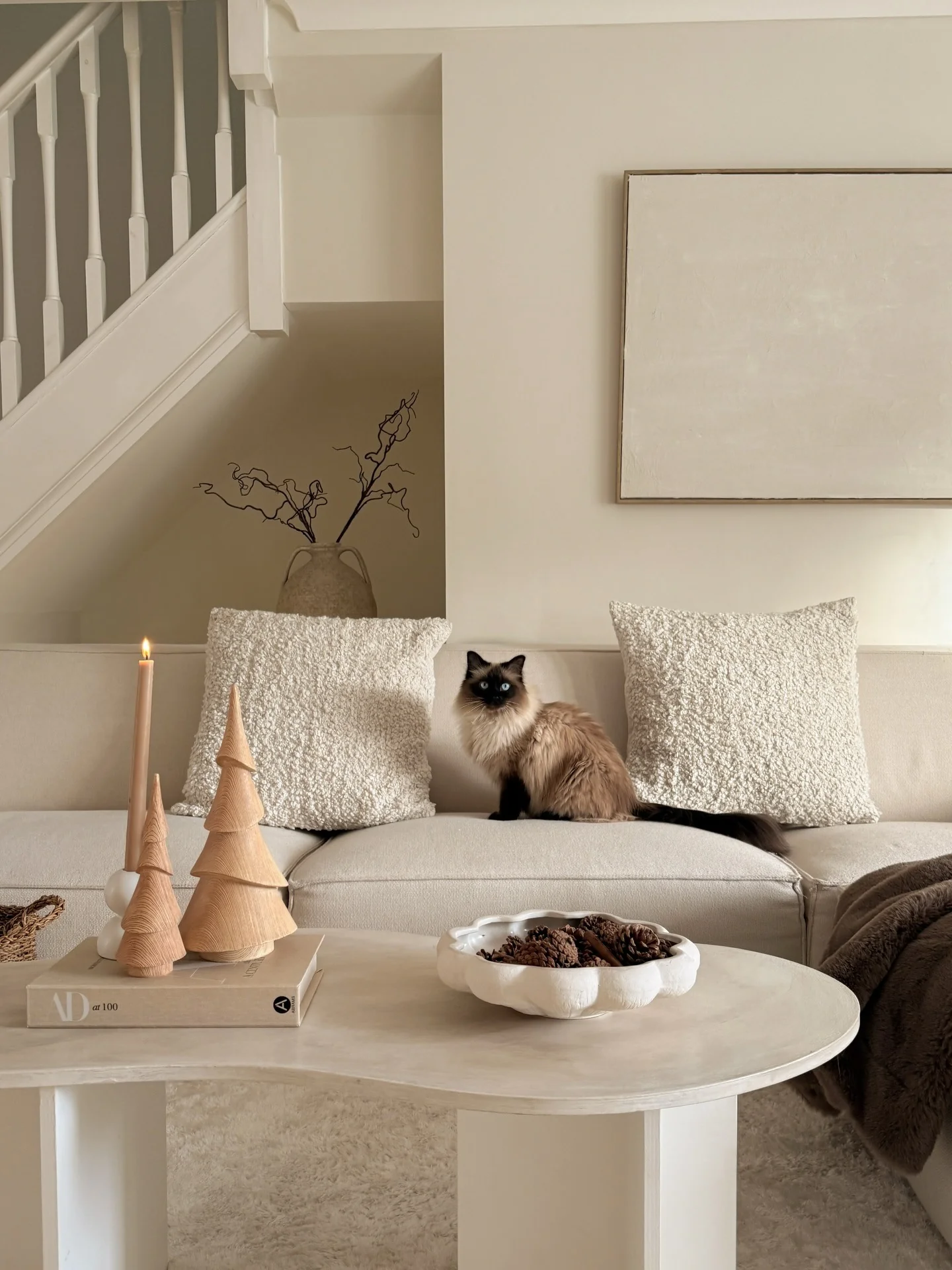 5. Calm Contemporary Living Room in Ivory and Taupe (Minimal Living Room Ideas)