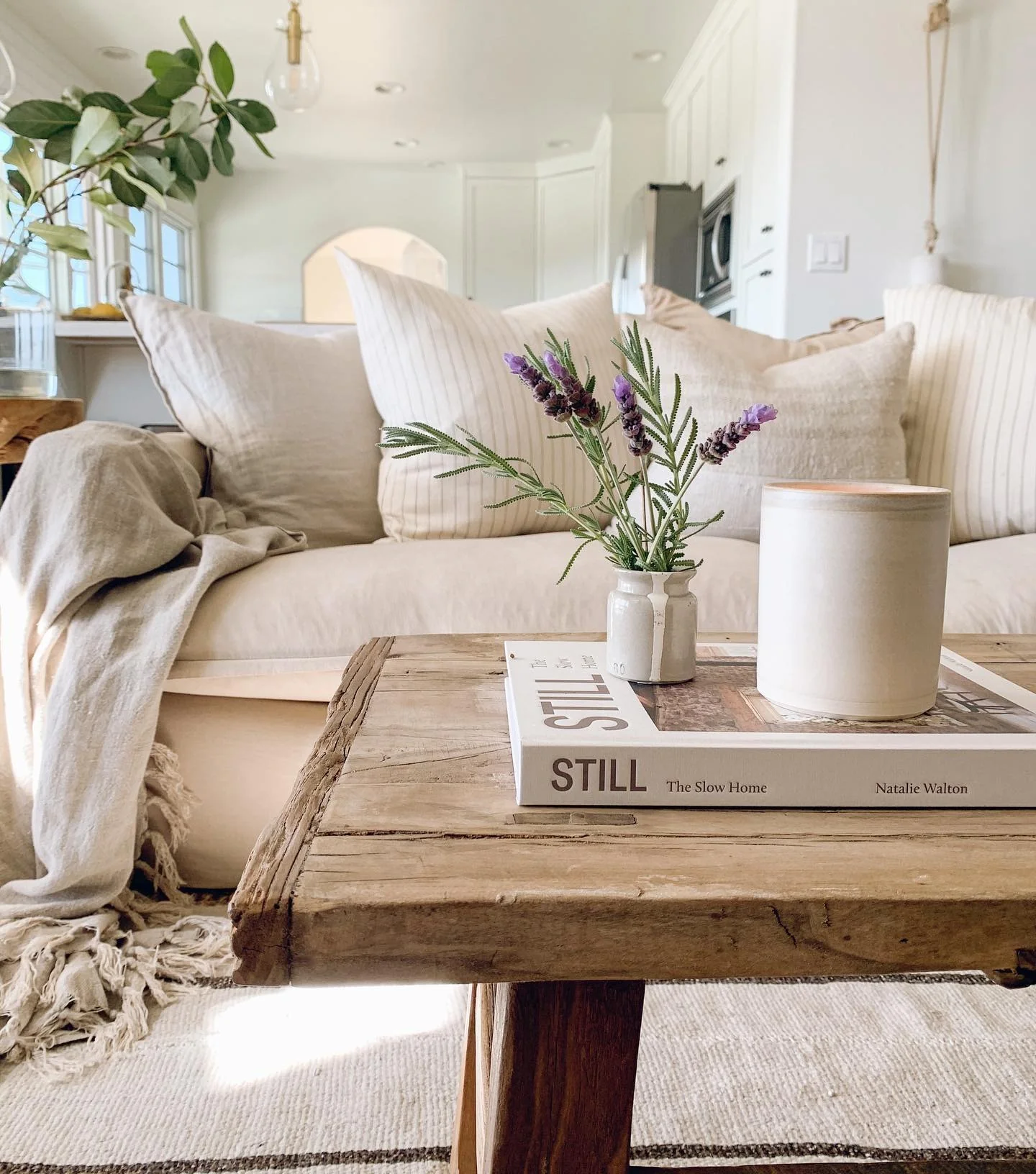 9. Neutral Textured Living Room in Linen and Warm Wood (Minimal Living Room Ideas)