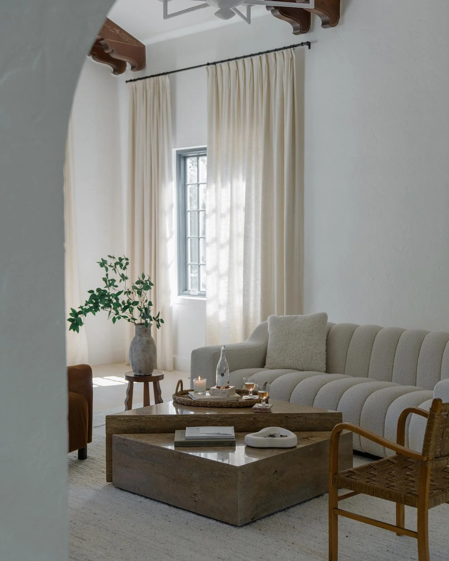 12. European-Inspired Minimal Living Room in Cream and Warm Stone (Minimal Living Room Ideas)