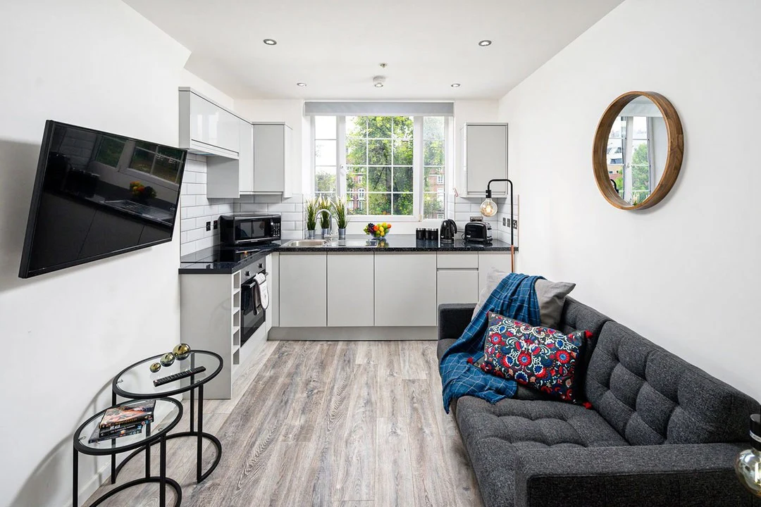 12. Compact Grey Layout with Urban Simplicity (Open Plan Kitchen Ideas)