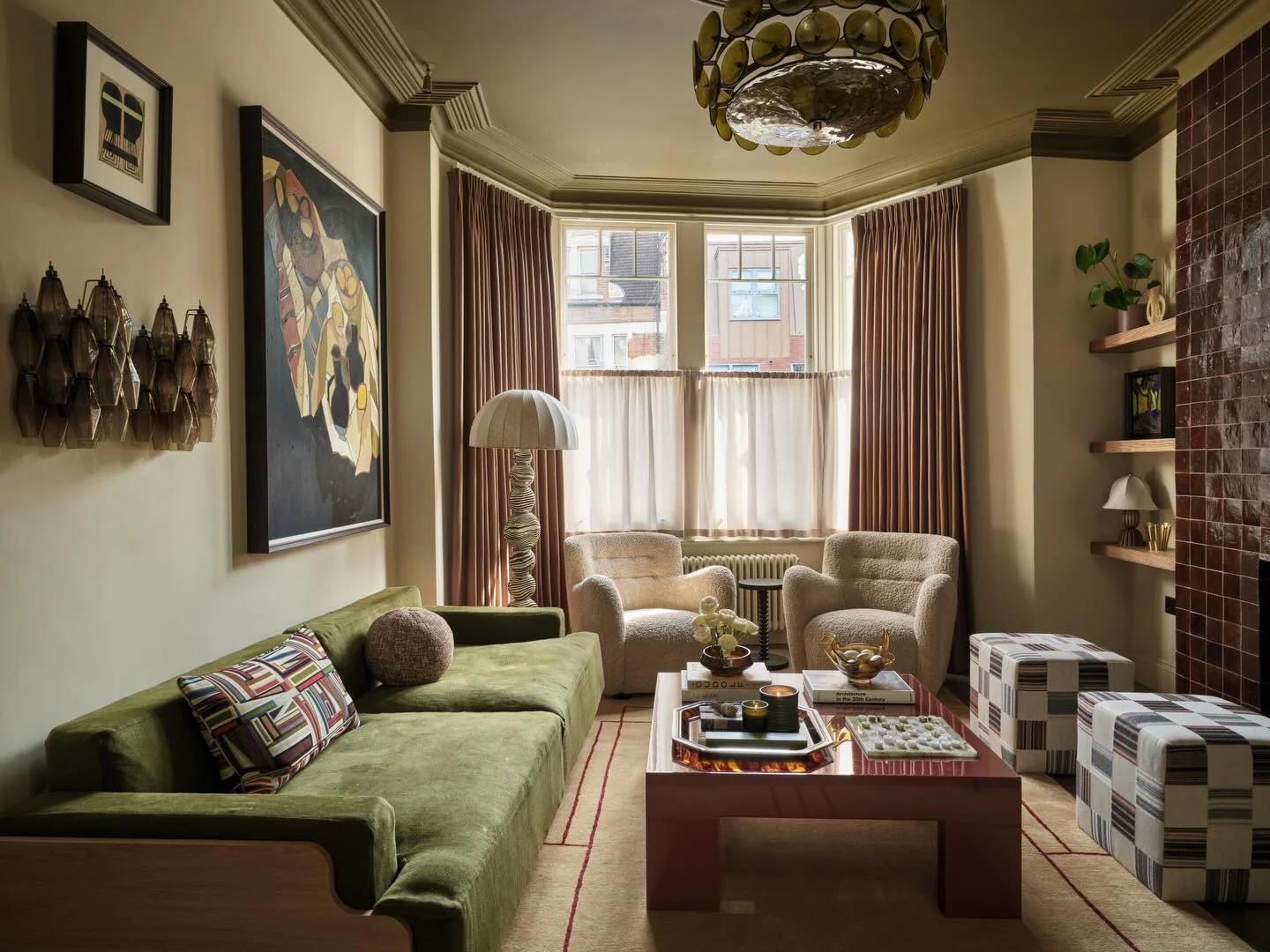 2. Olive Modern Lounge With Retro Accents (Contemporary Small Living Room Ideas)