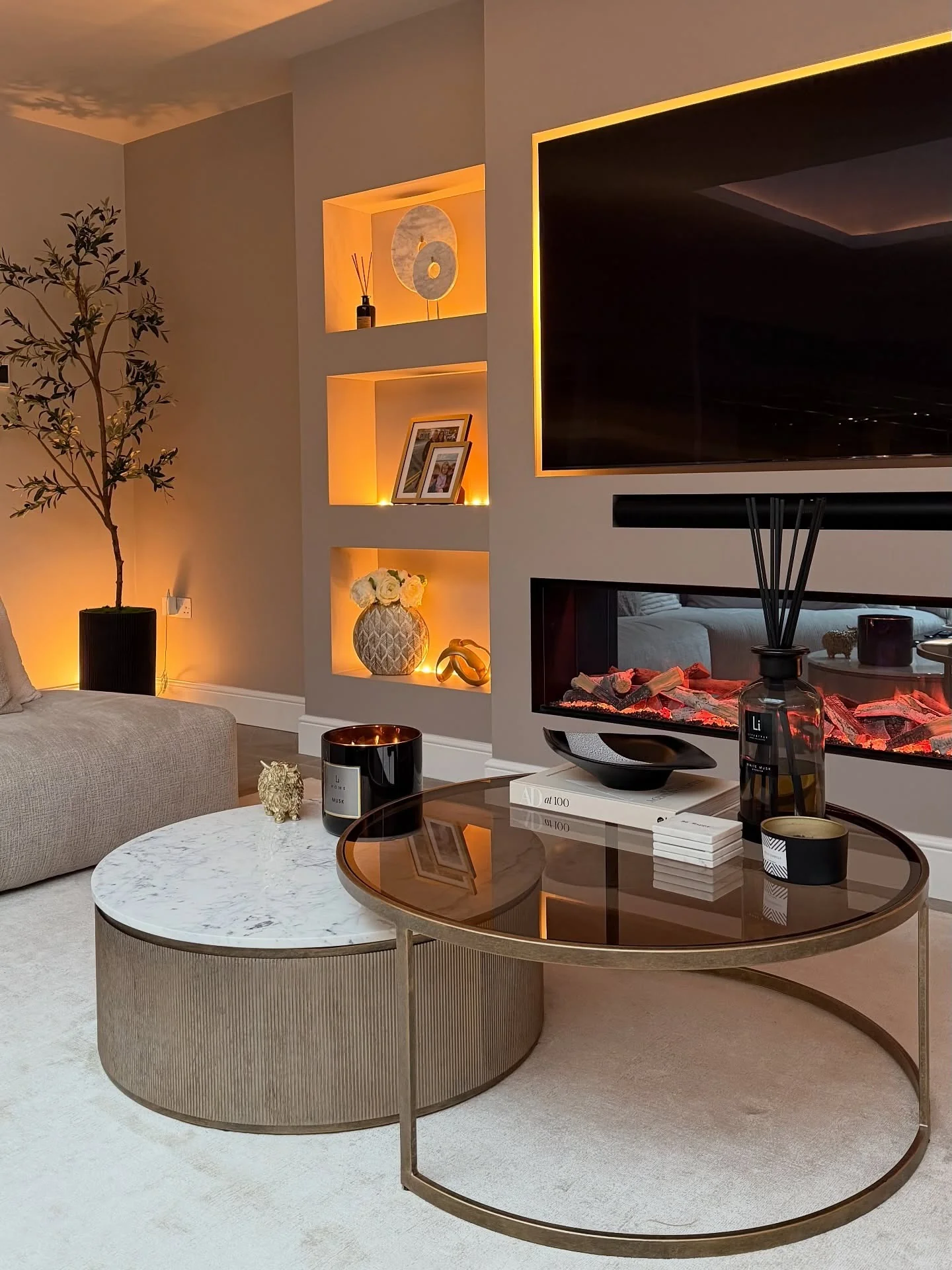 10. Contemporary Neutral Living Room With Ambient Lighting (Contemporary Small Living Room Ideas)