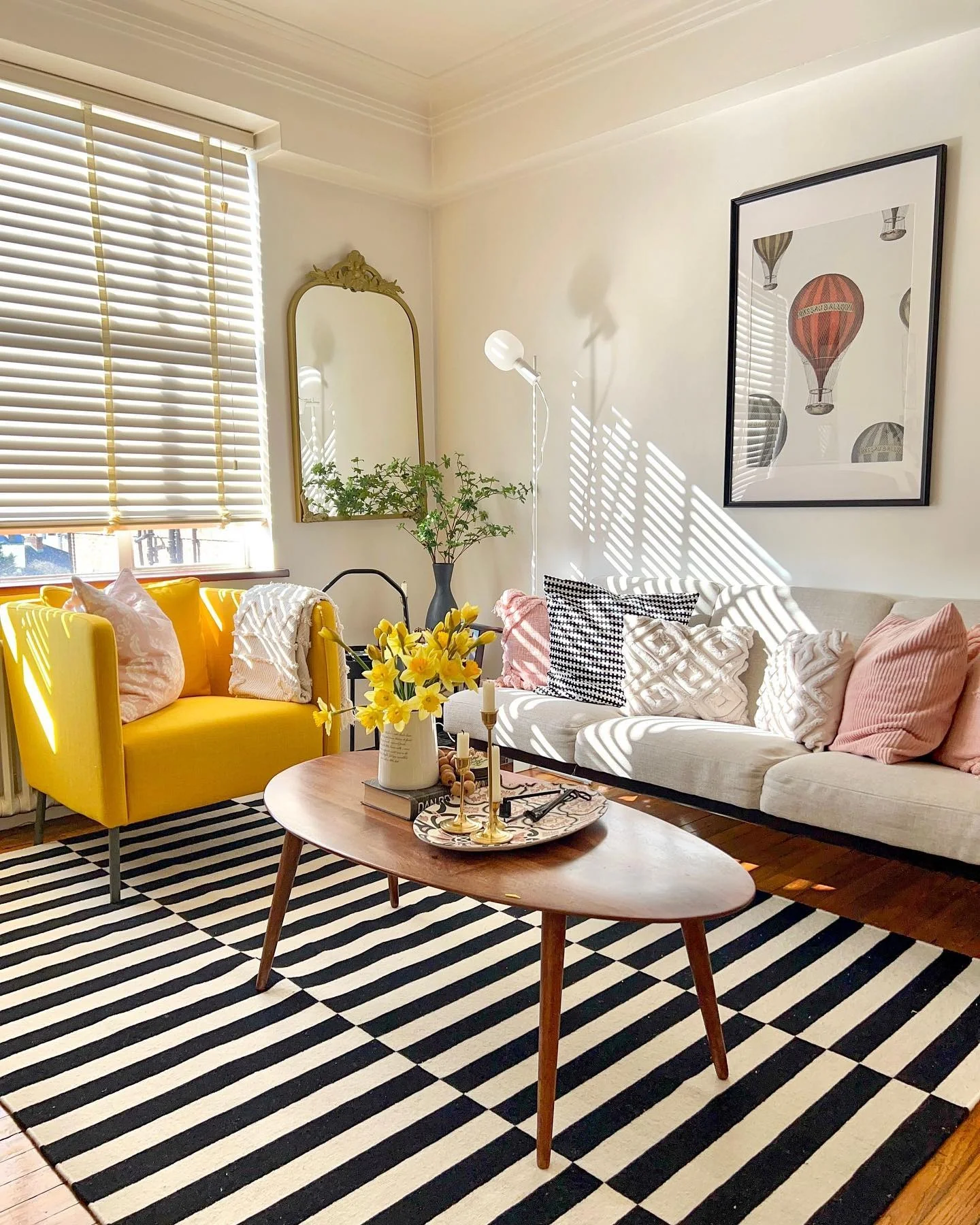 11. Yellow Accent Chair Living Room With Bold Stripes (Contemporary Small Living Room Ideas)