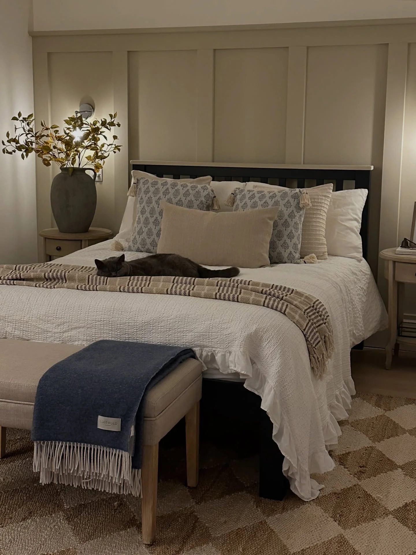 12. Soft Cottage Bedroom with Black Bed Frame Accents (Bedroom Ideas with Black Furniture)