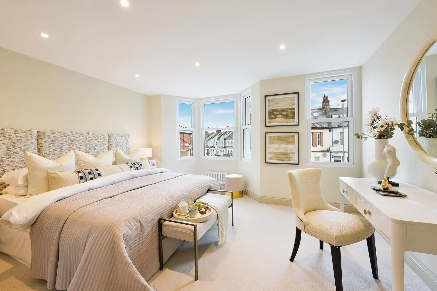 10. Bright Contemporary Bedroom with Soft Gold Accents (Large Bedroom Ideas)