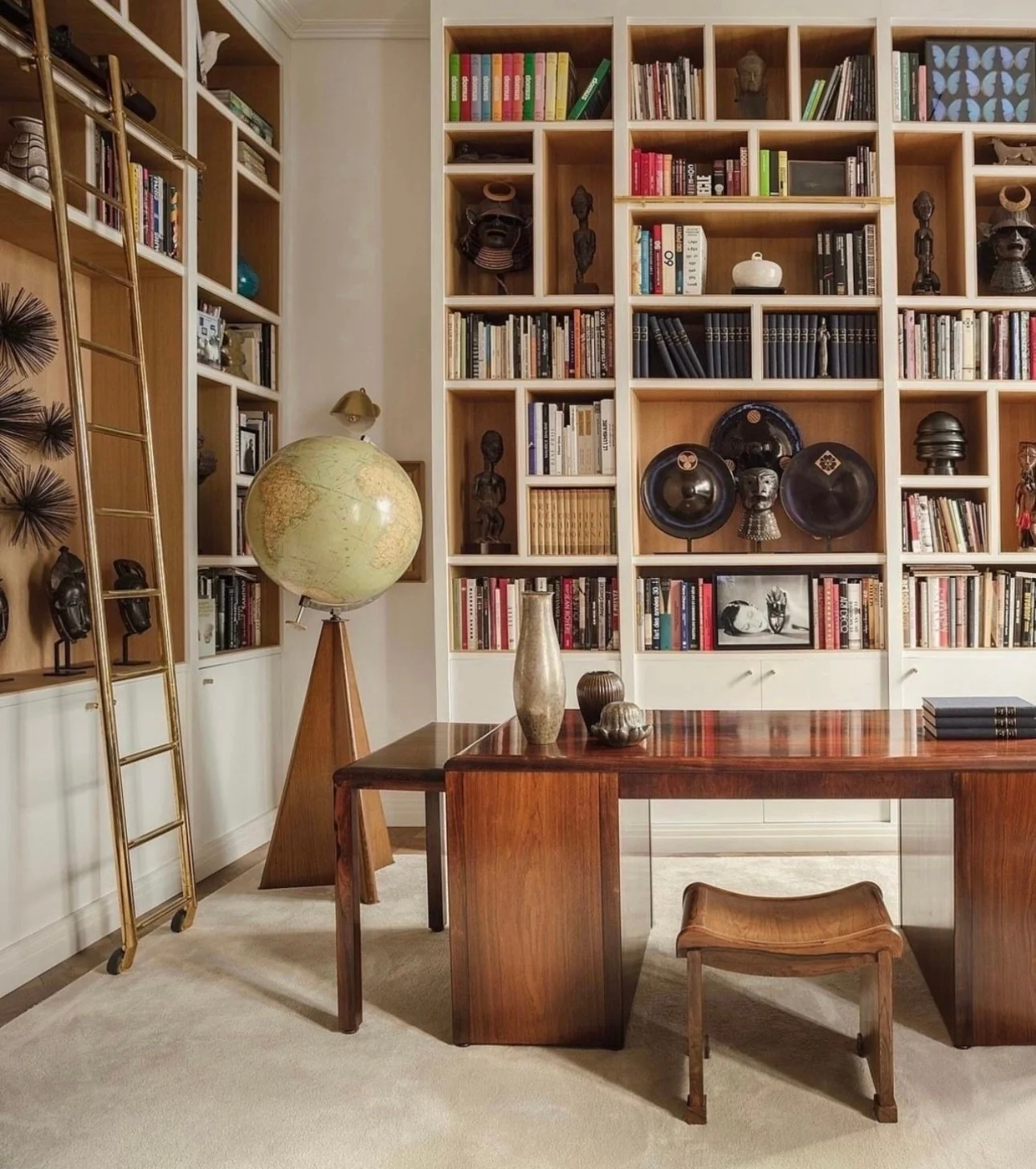 2. Curated Library Office (Rustic Home Office Ideas)