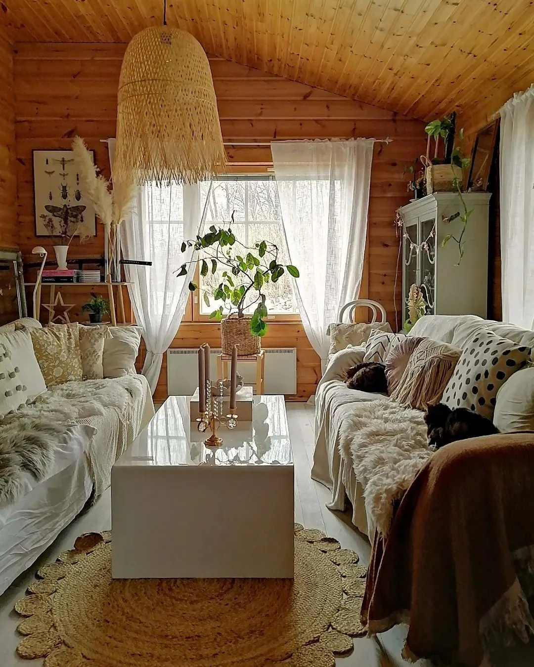 12. Light-Filled Cabin Lounge with Natural Wood and Soft Cream Textures (Cabin Living Room Ideas)