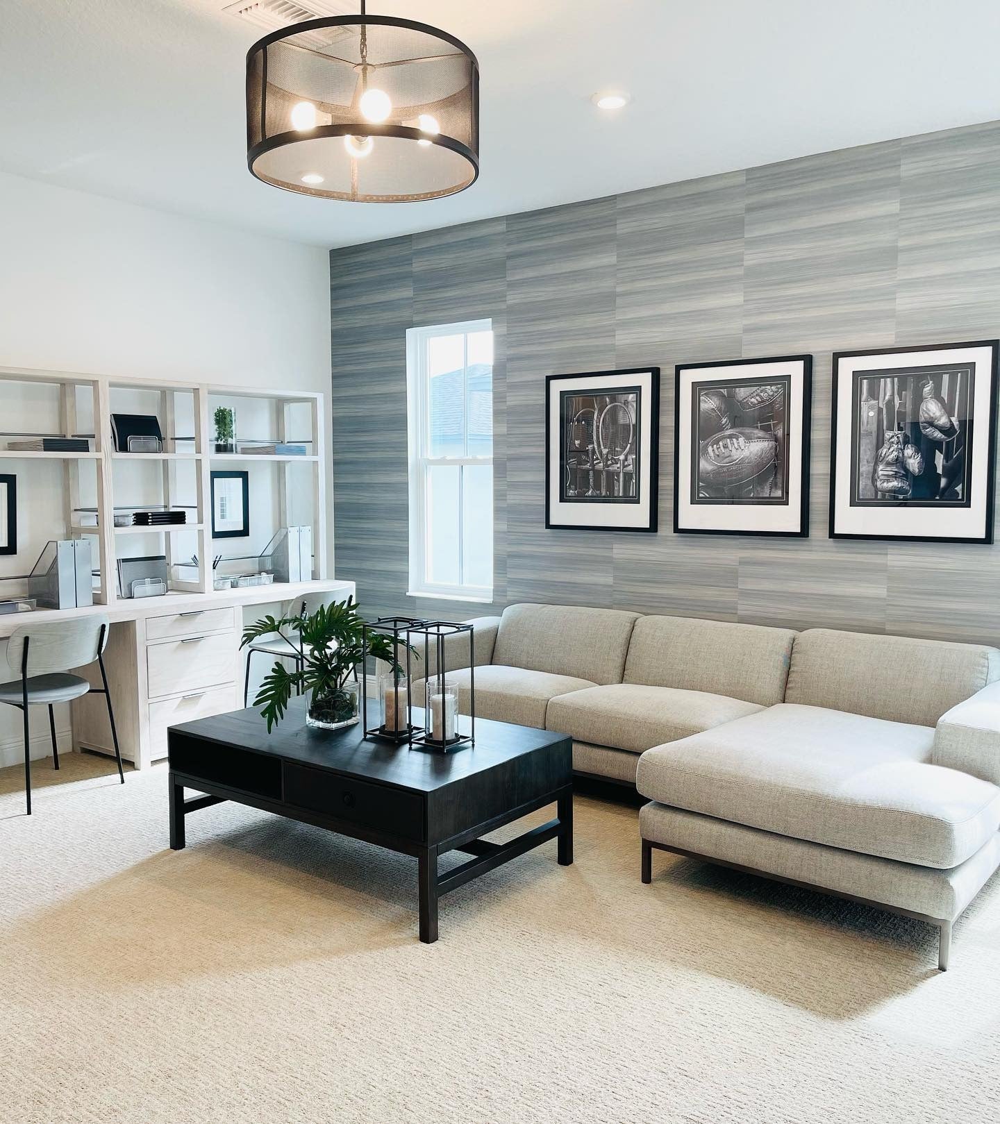 3. Modern Minimalist Lounge with Grey Tones (Lounge Office Room Ideas)