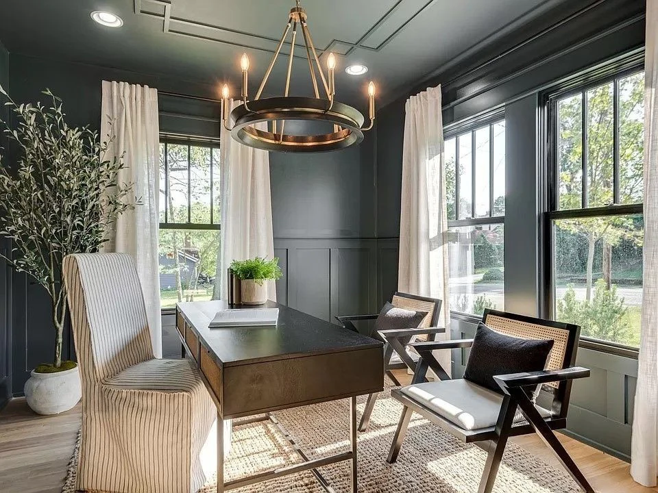 3. Modern Farmhouse with Refined Warmth (Office Design Ideas)