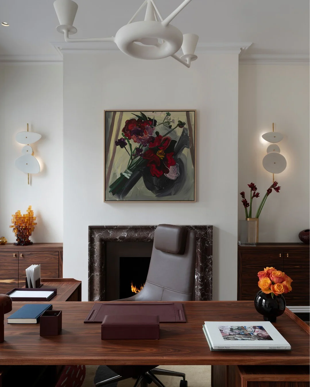 7. Classic Luxury with Modern Detailing (Office Design Ideas)