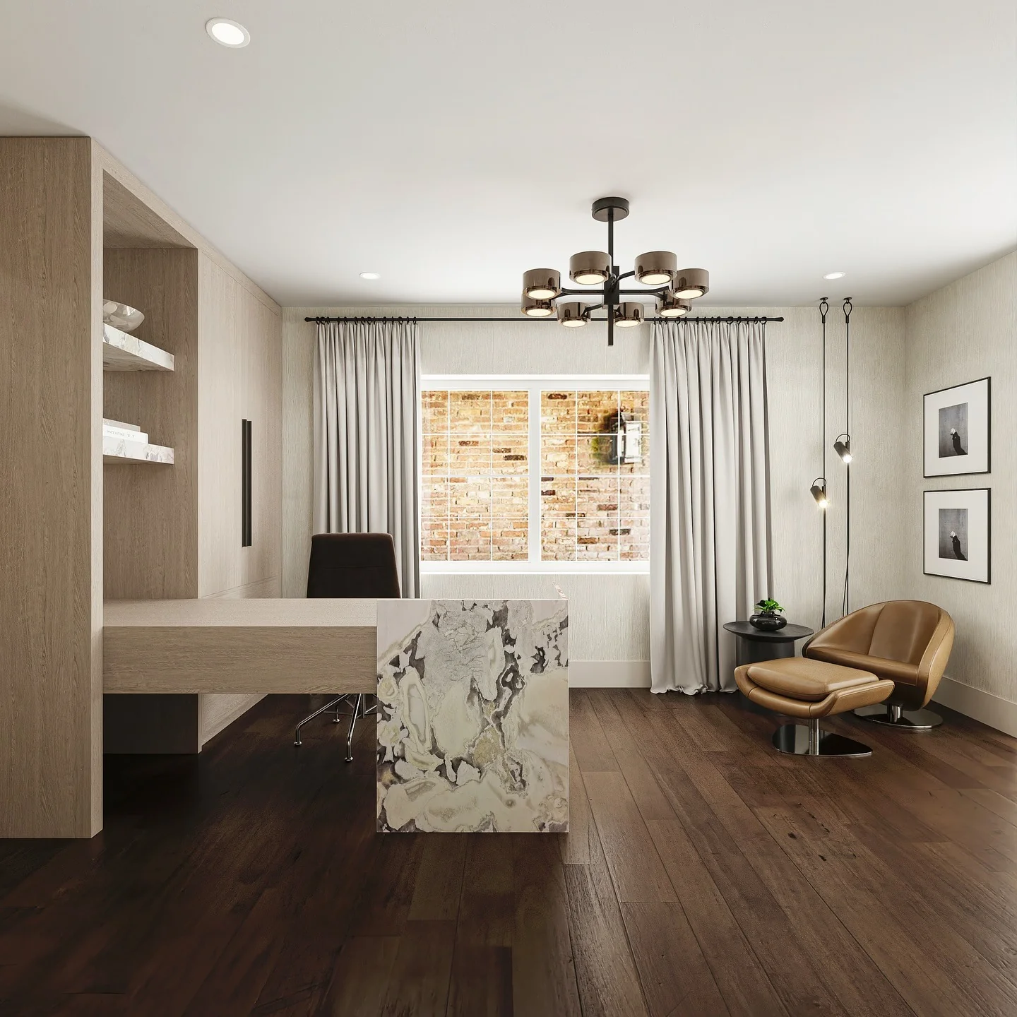 5. Contemporary Elegance in Neutral Stone and Wood (Office Design Ideas)