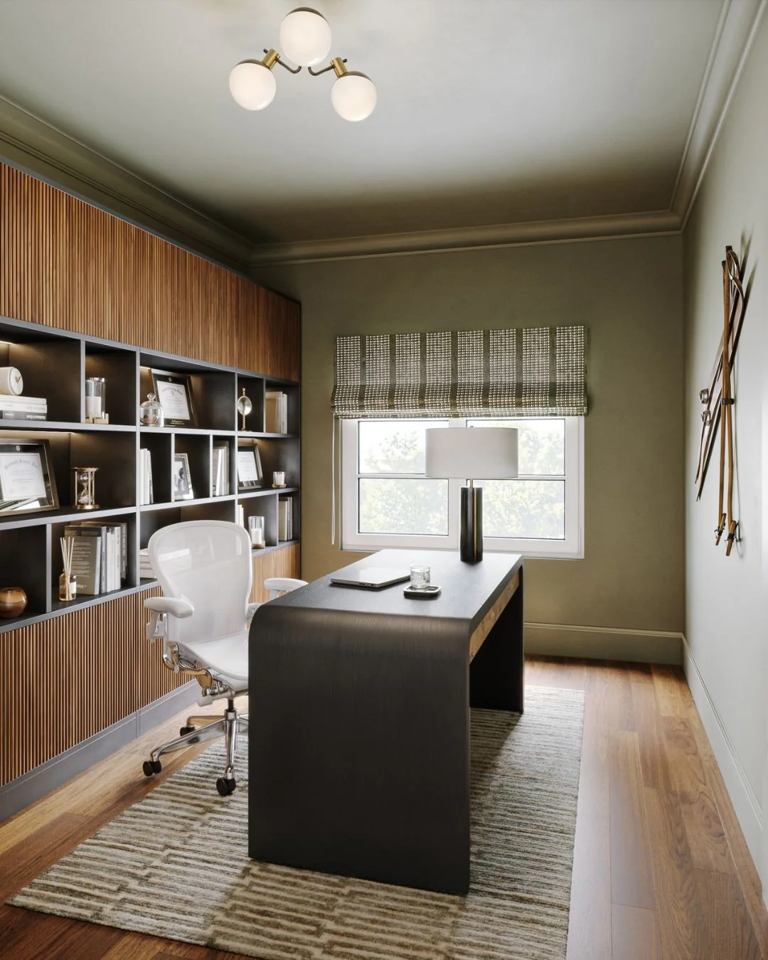 10. Streamlined Warmth with Architectural Symmetry (Office Design Ideas)