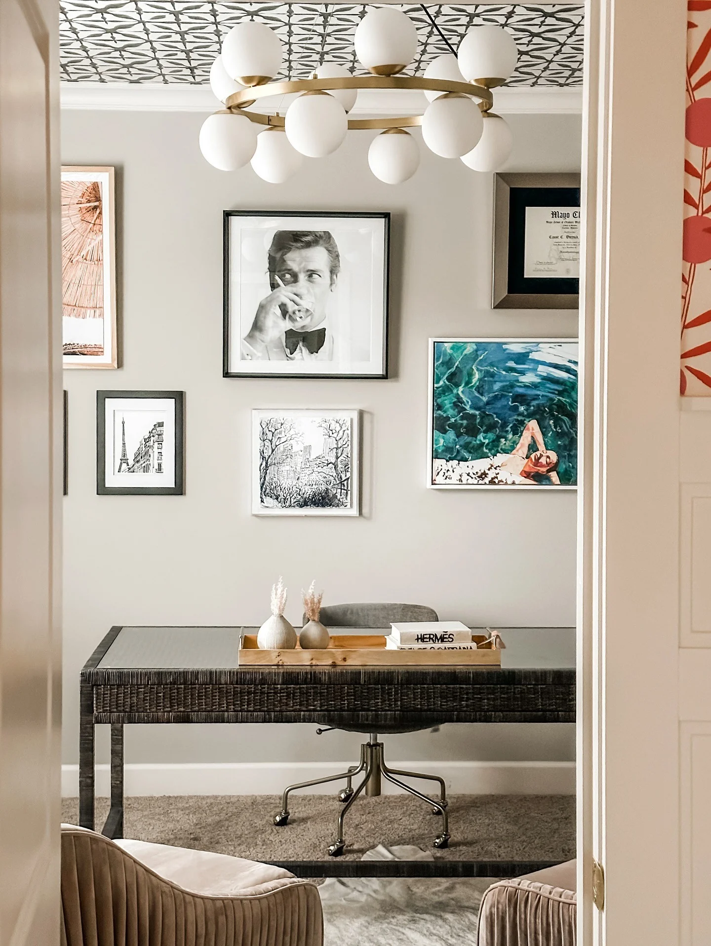 13. Art Collector’s Modern Study in Warm Neutrals (Office Design Ideas)