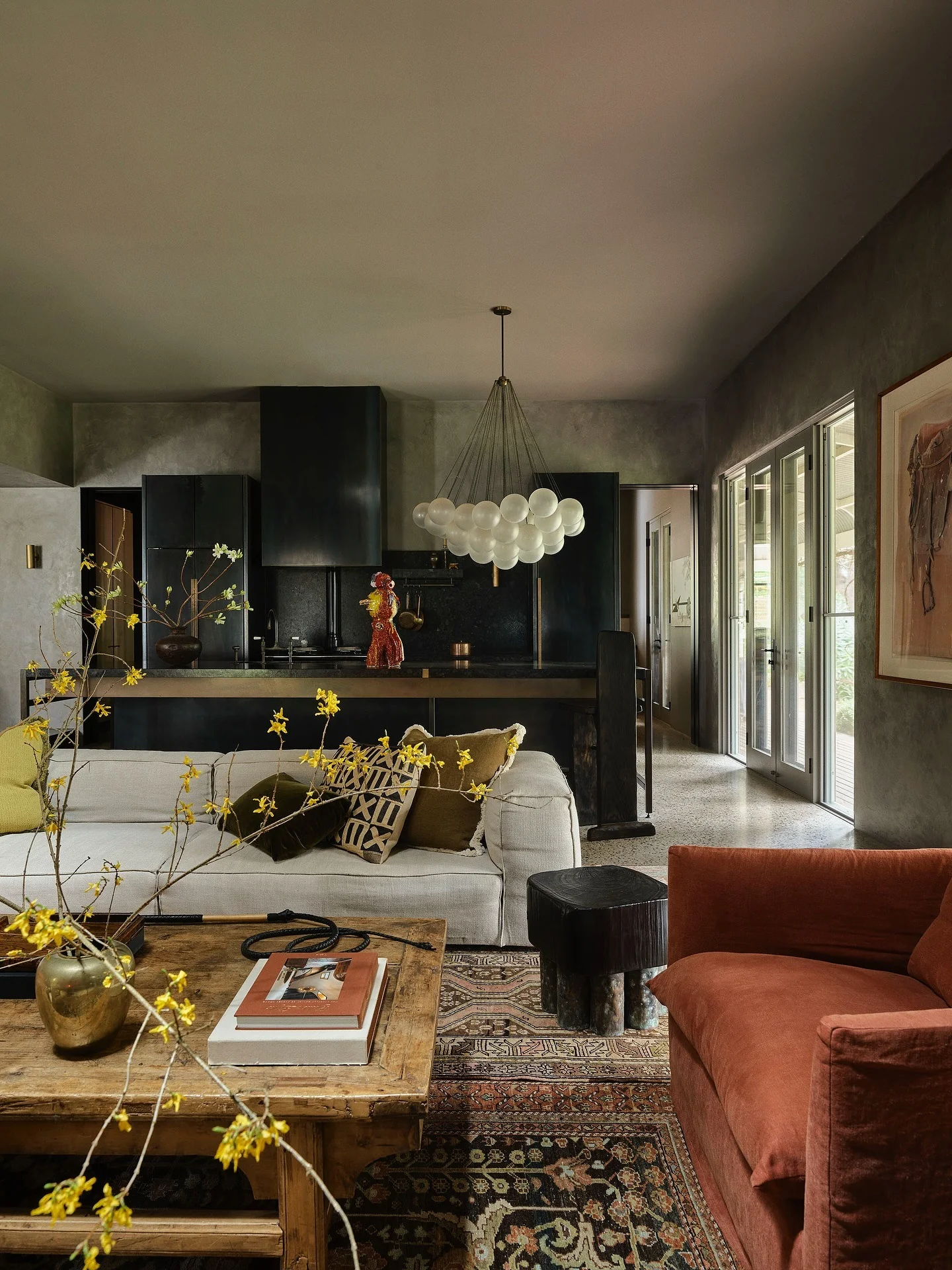 5. Moody Rustic Elegance (Kitchen and Living Room Ideas)