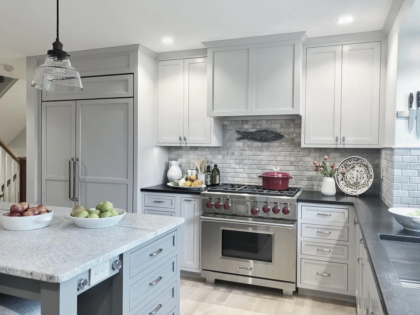3. Classic Grey with Stone Texture (Grey Kitchen Ideas)