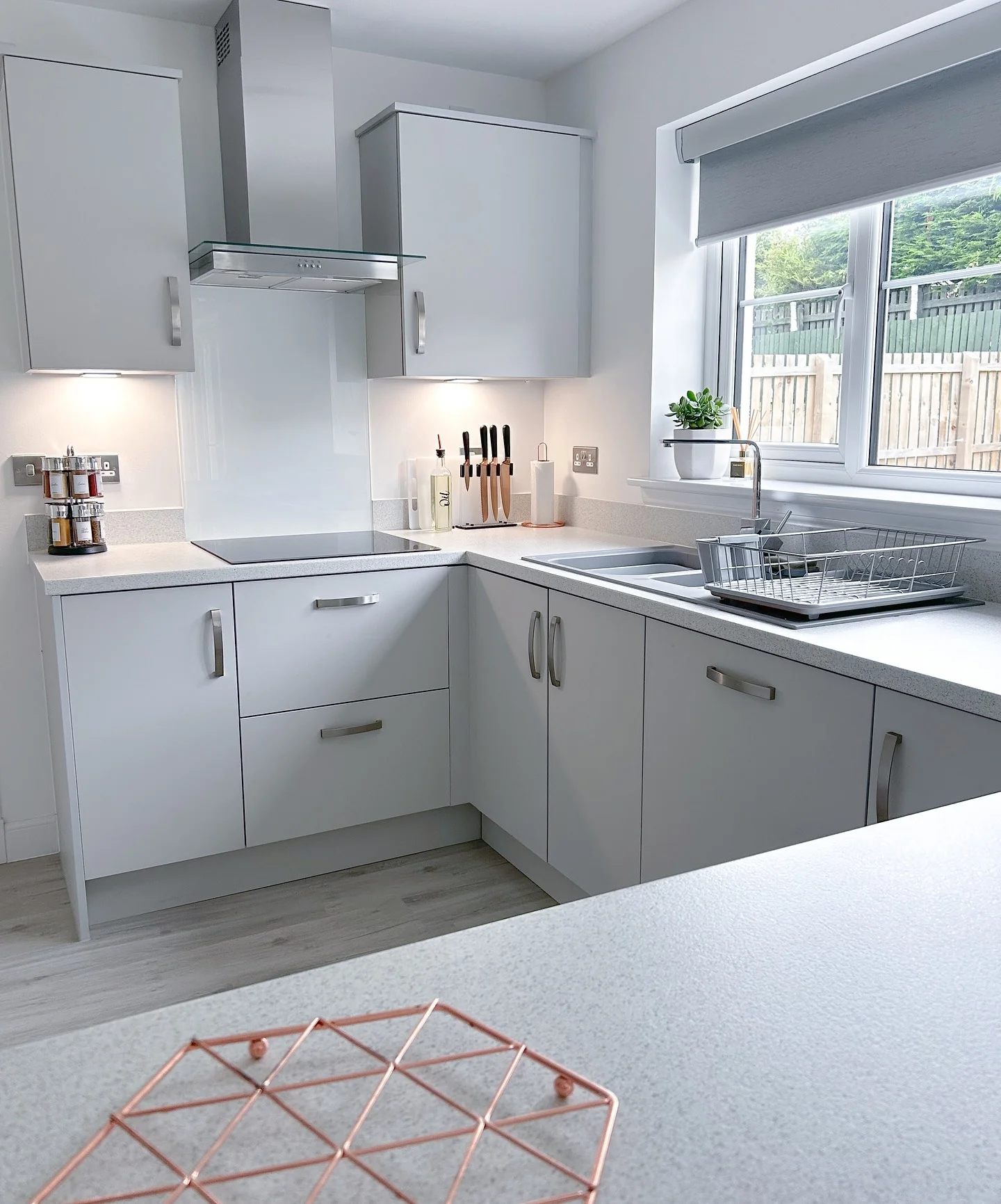 7. Frost Grey Compact Chic (Grey Kitchen Ideas)