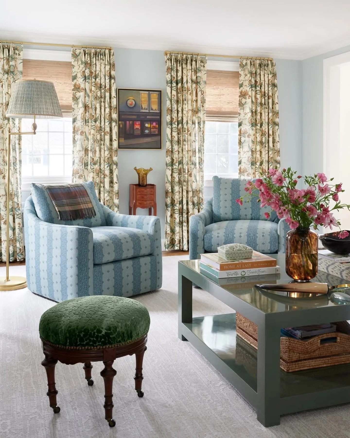 6. Traditional Revival with Pattern and Personality (Open Living Room Ideas)