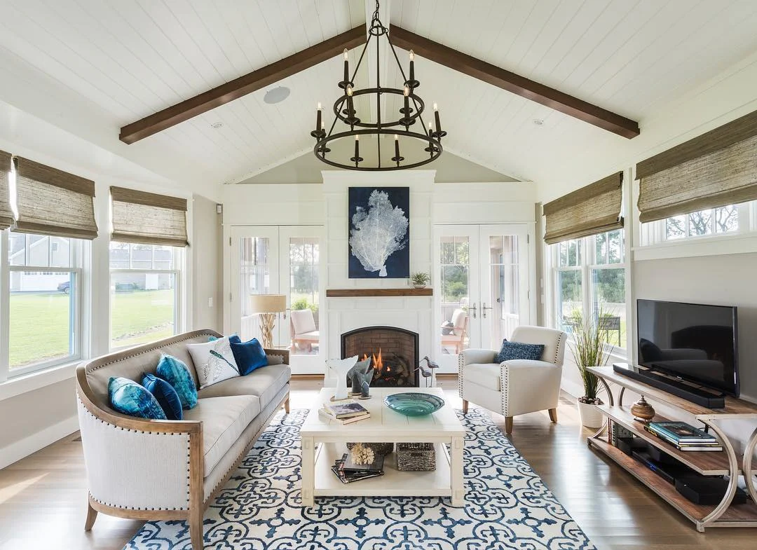 12. Coastal Classic with Nautical Charm (Open Living Room Ideas)