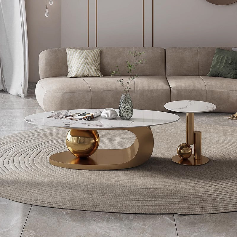 3. Modern Marble Glamour (White and Gold Living Room Ideas)