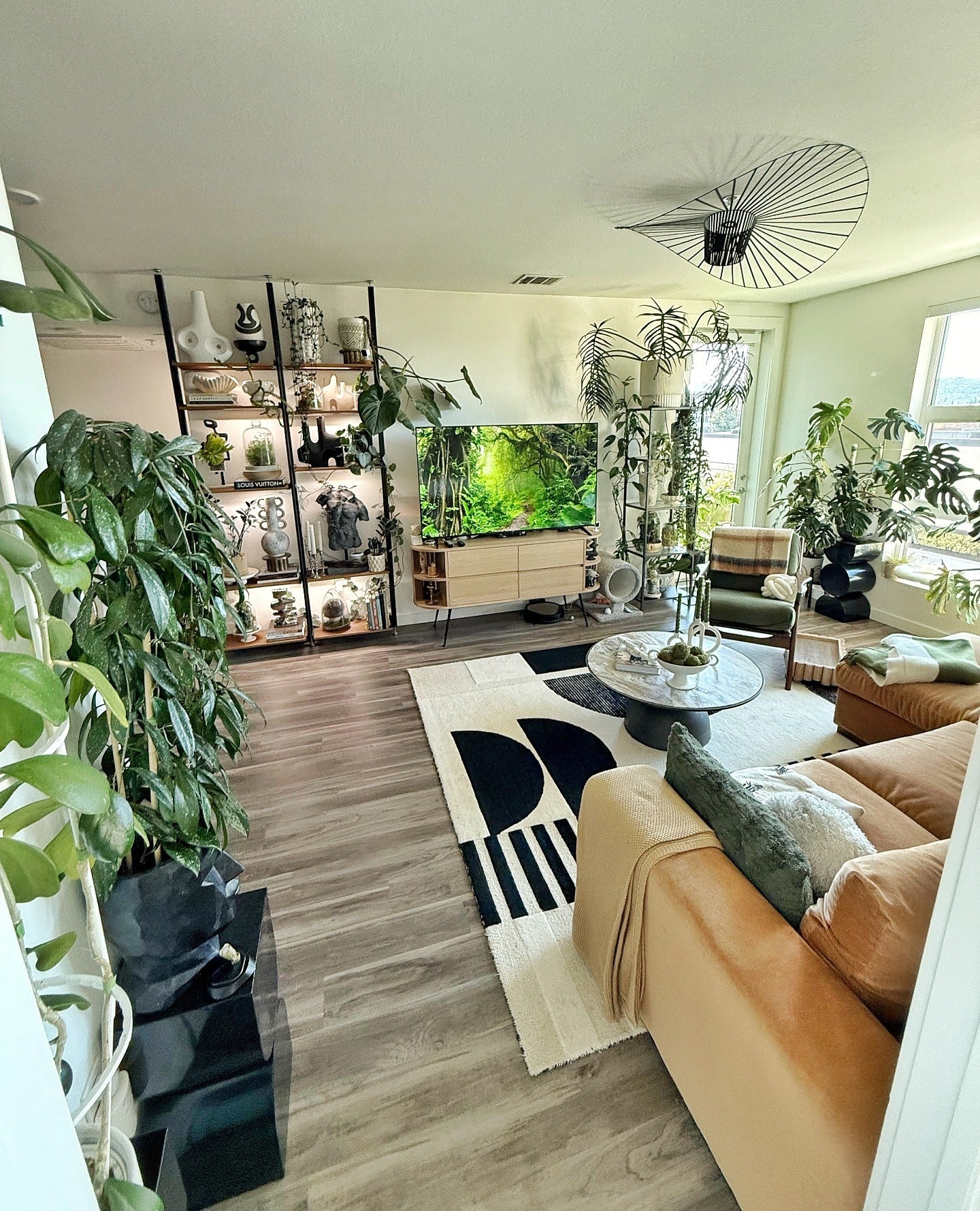 5. Contemporary Jungle Retreat (Living Room Ideas with Indoor Plants)
