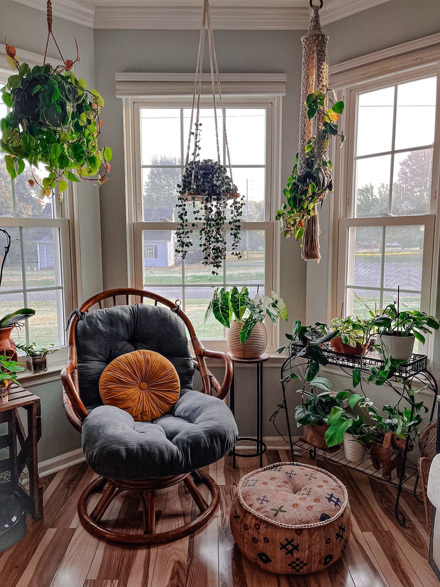 13. Window Garden Nook with Natural Charm (Living Room Ideas with Indoor Plants)