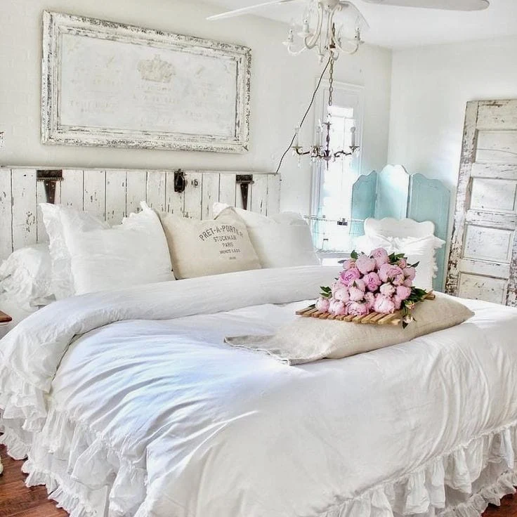 5. Rustic White Cottage Charm (French Country Bedroom Ideas)