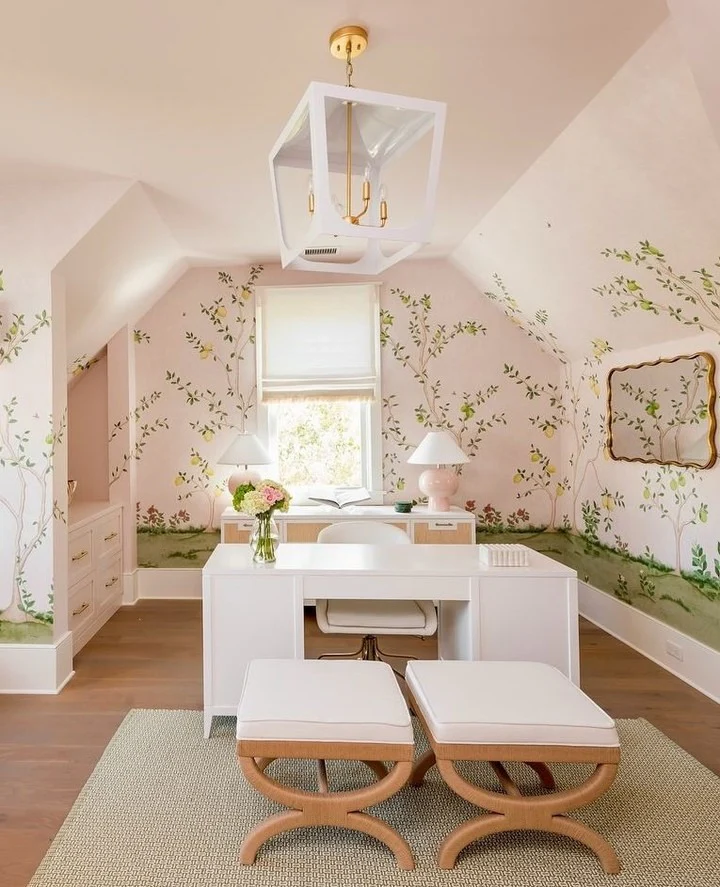 5. Whimsical Garden-Inspired Workspace (Home Office Ideas for Her)