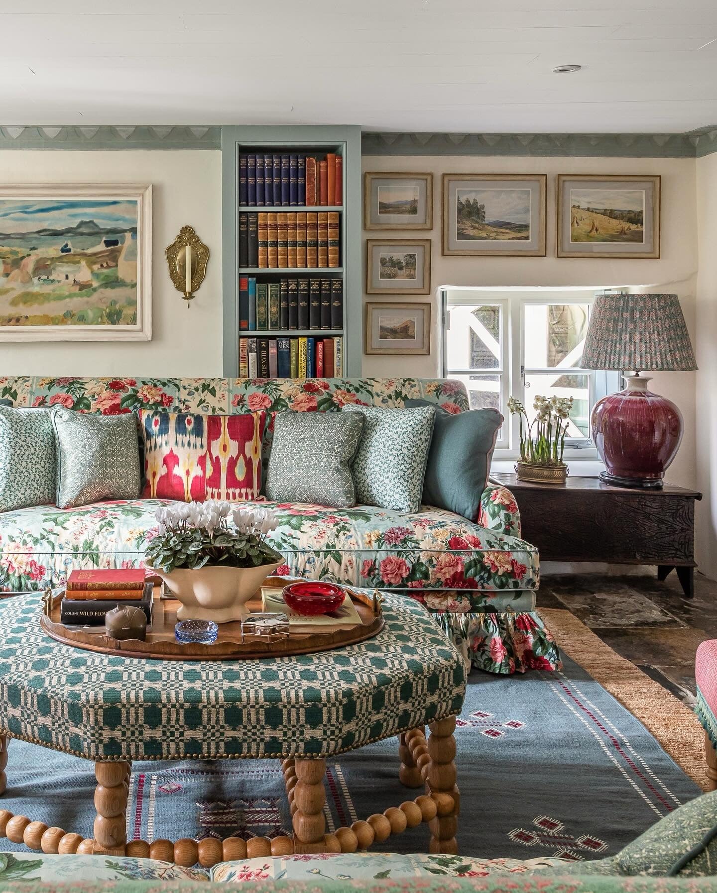 5. Country Florals with English Whimsy (Traditional Living Room Ideas)