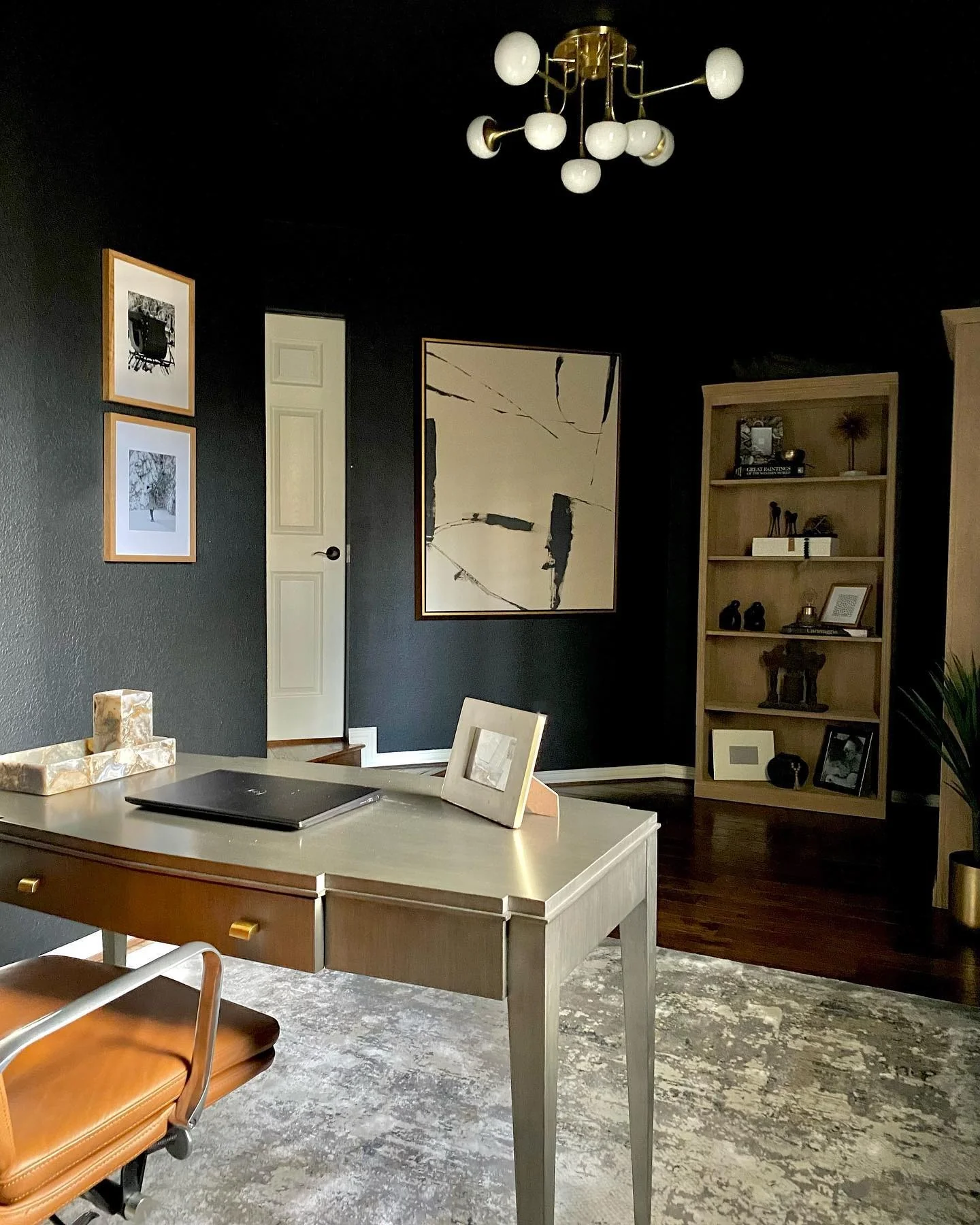 5. Mid-Century Statement Office (Black Office Ideas)