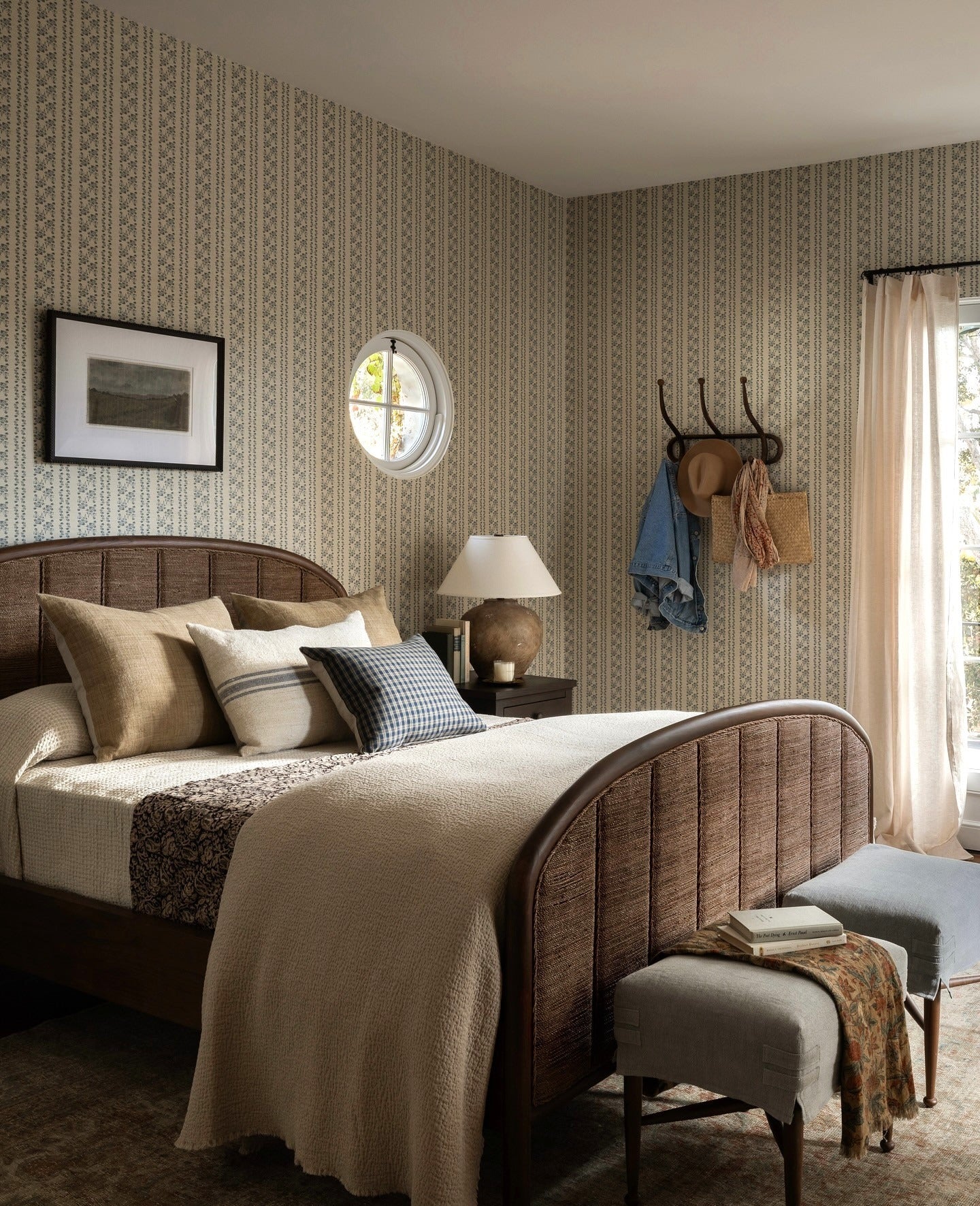 3. Rustic Simplicity in Warm Neutrals (Wallpaper Ideas for Bedroom)