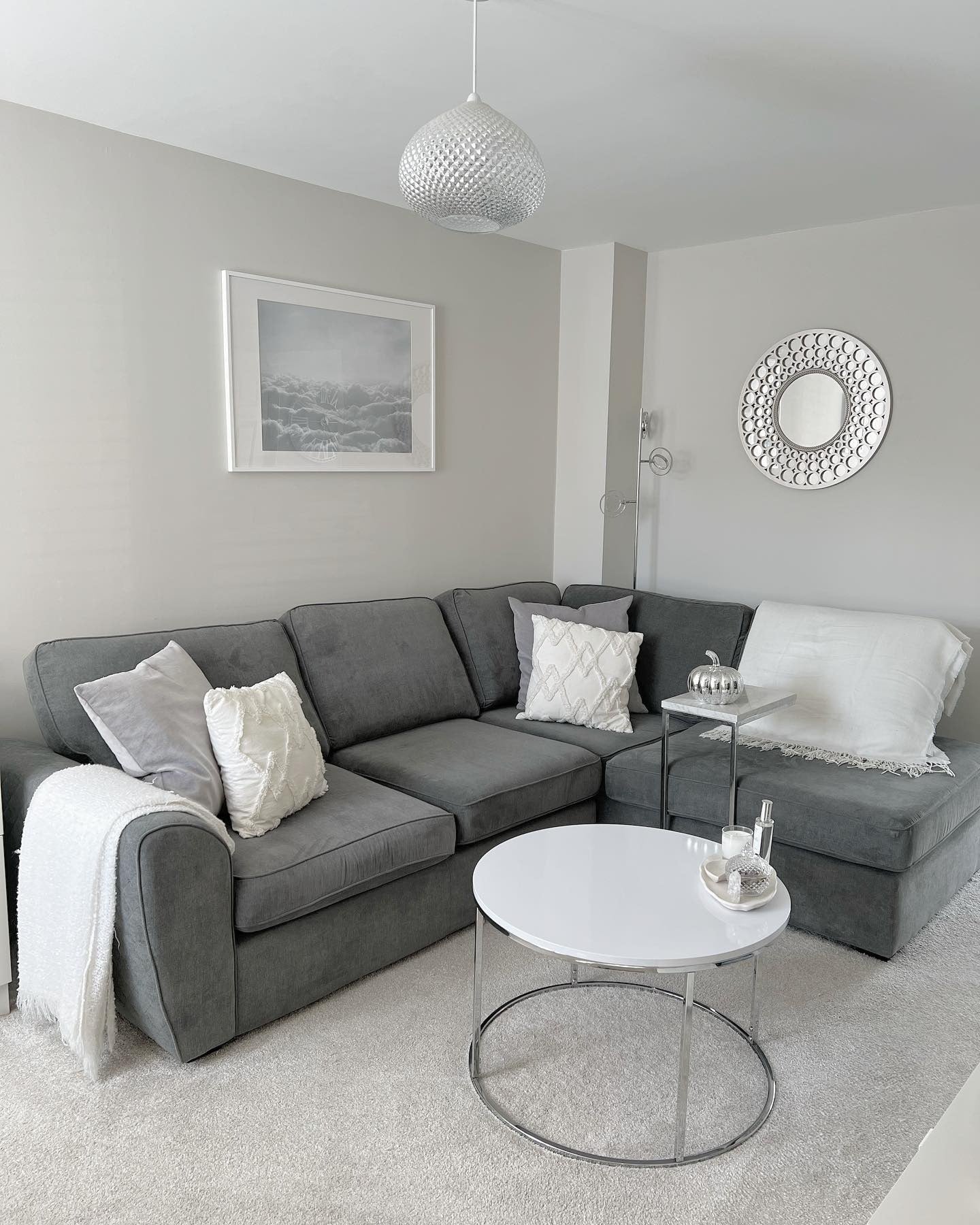 5. Sleek Comfort in Monochrome Gray (Small Living Room Ideas)