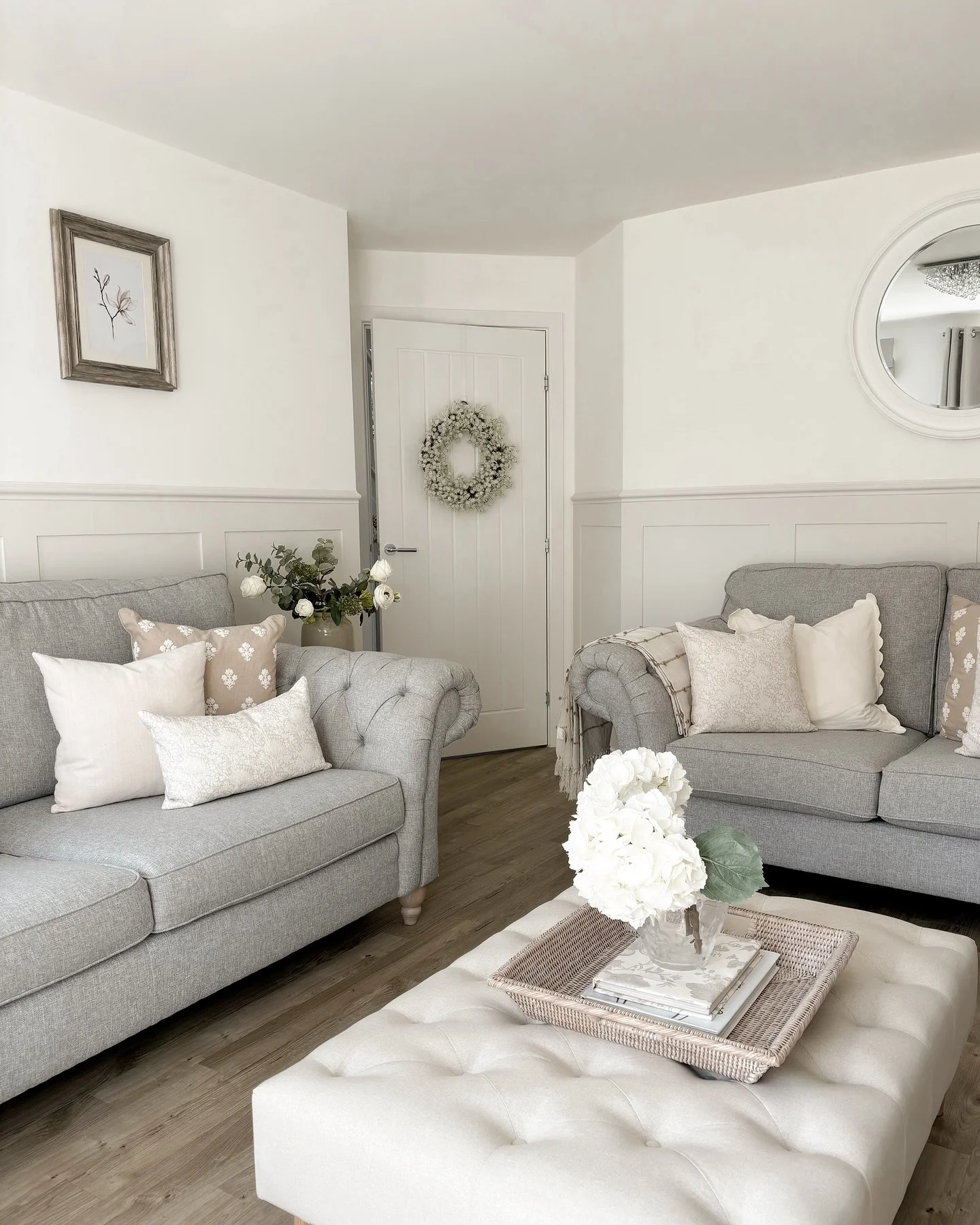 4. Modern Cottage with Gentle Grays (Small Living Room Ideas)