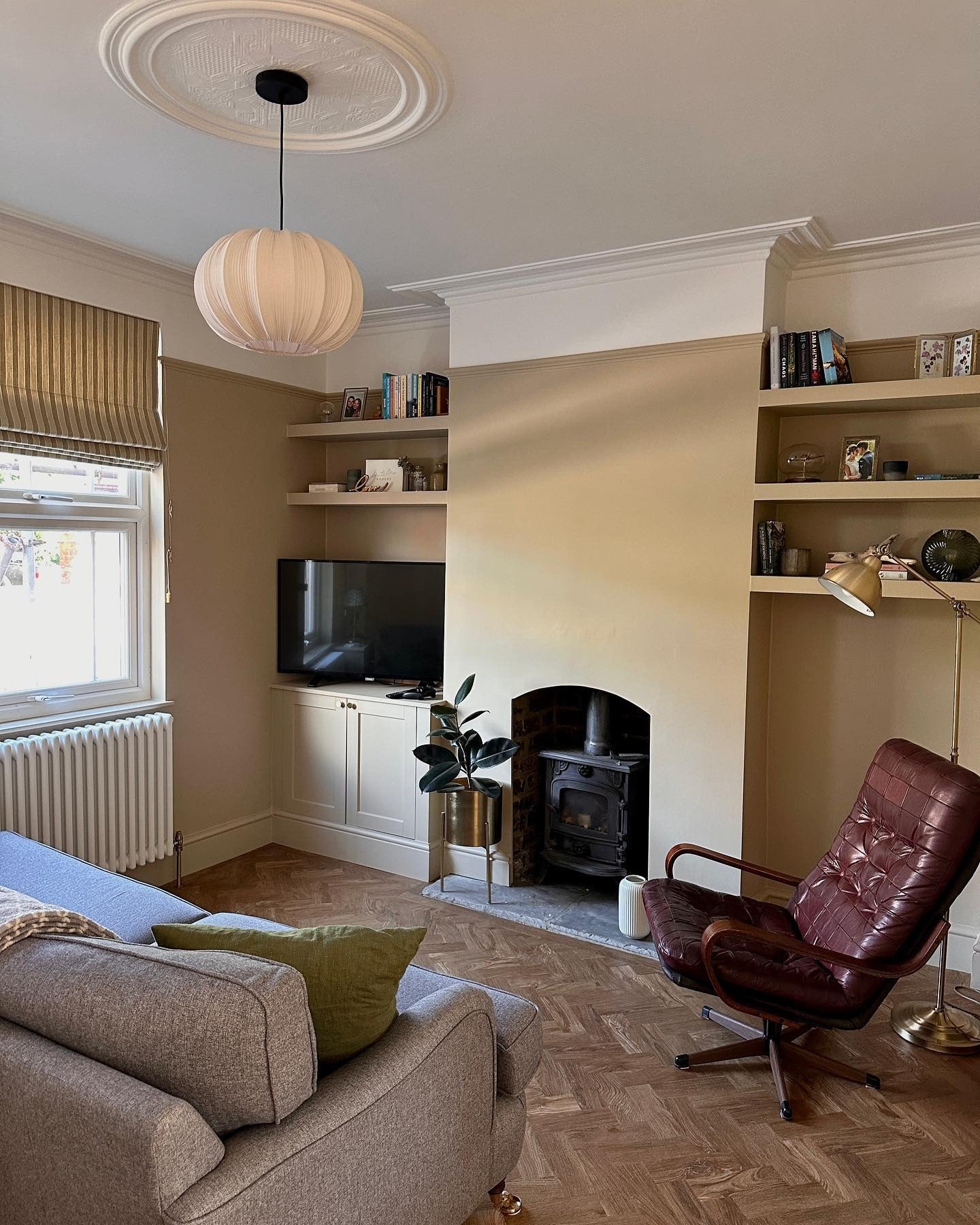 10. Warm Modern with Vintage Character (Small Living Room Ideas)